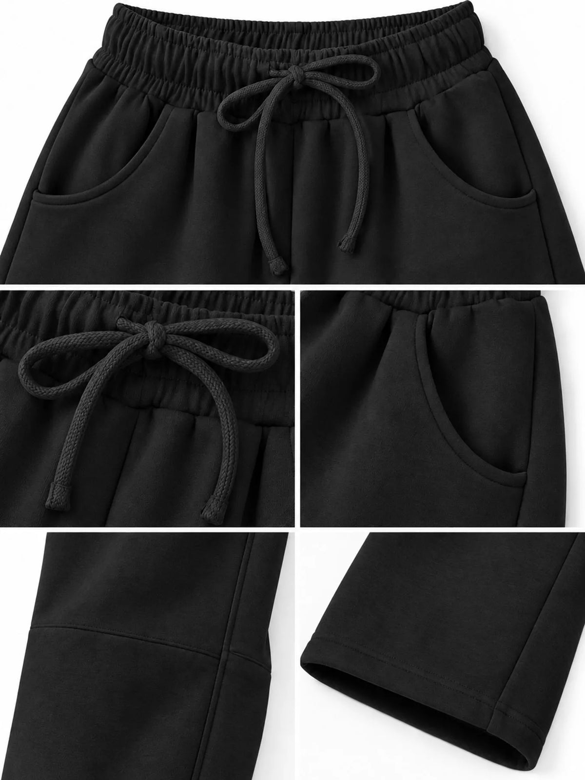 Wide-Leg Active Pants with Drawstring — construction details