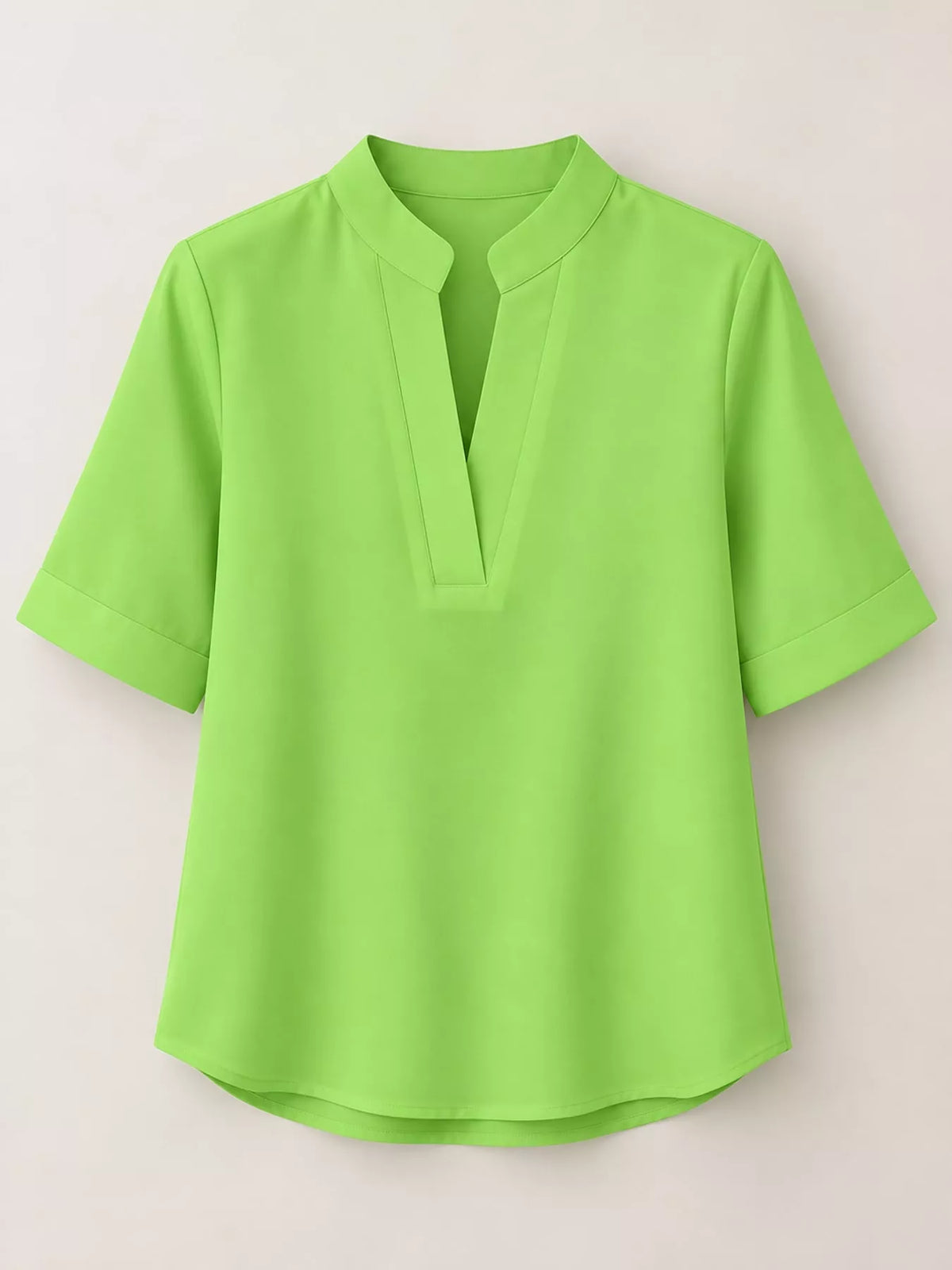 Notched-neck blouse, green flat front