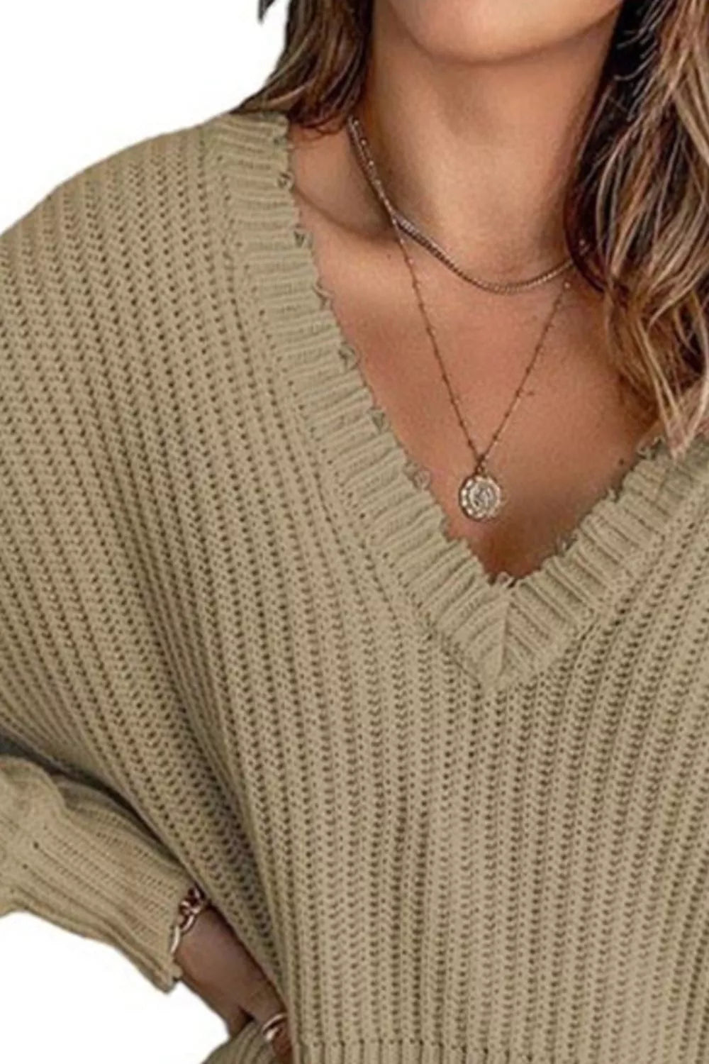 Raw-hem v-neck sweater