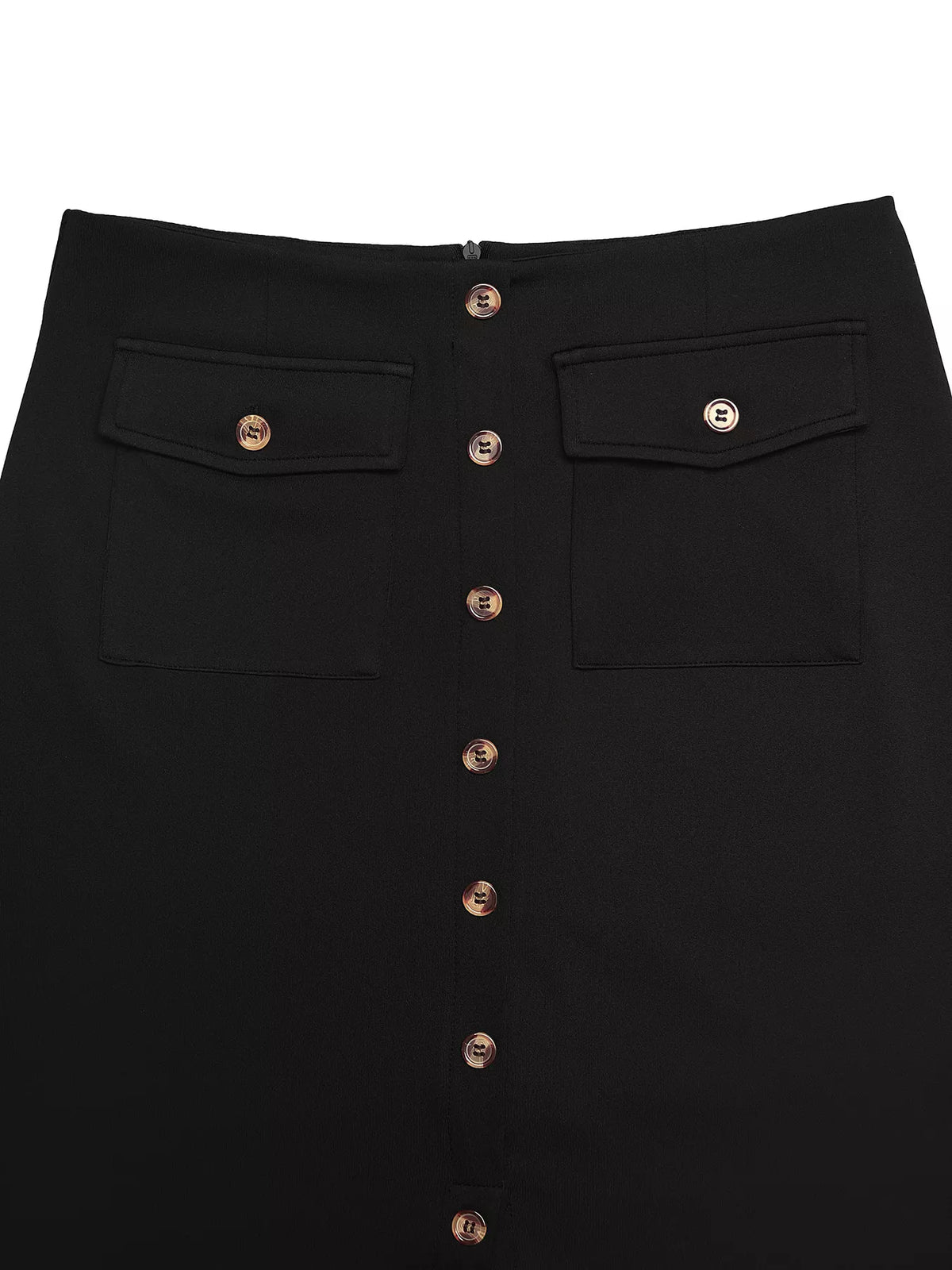 Trendsi Button-Front Pocketed Midi Skirt -