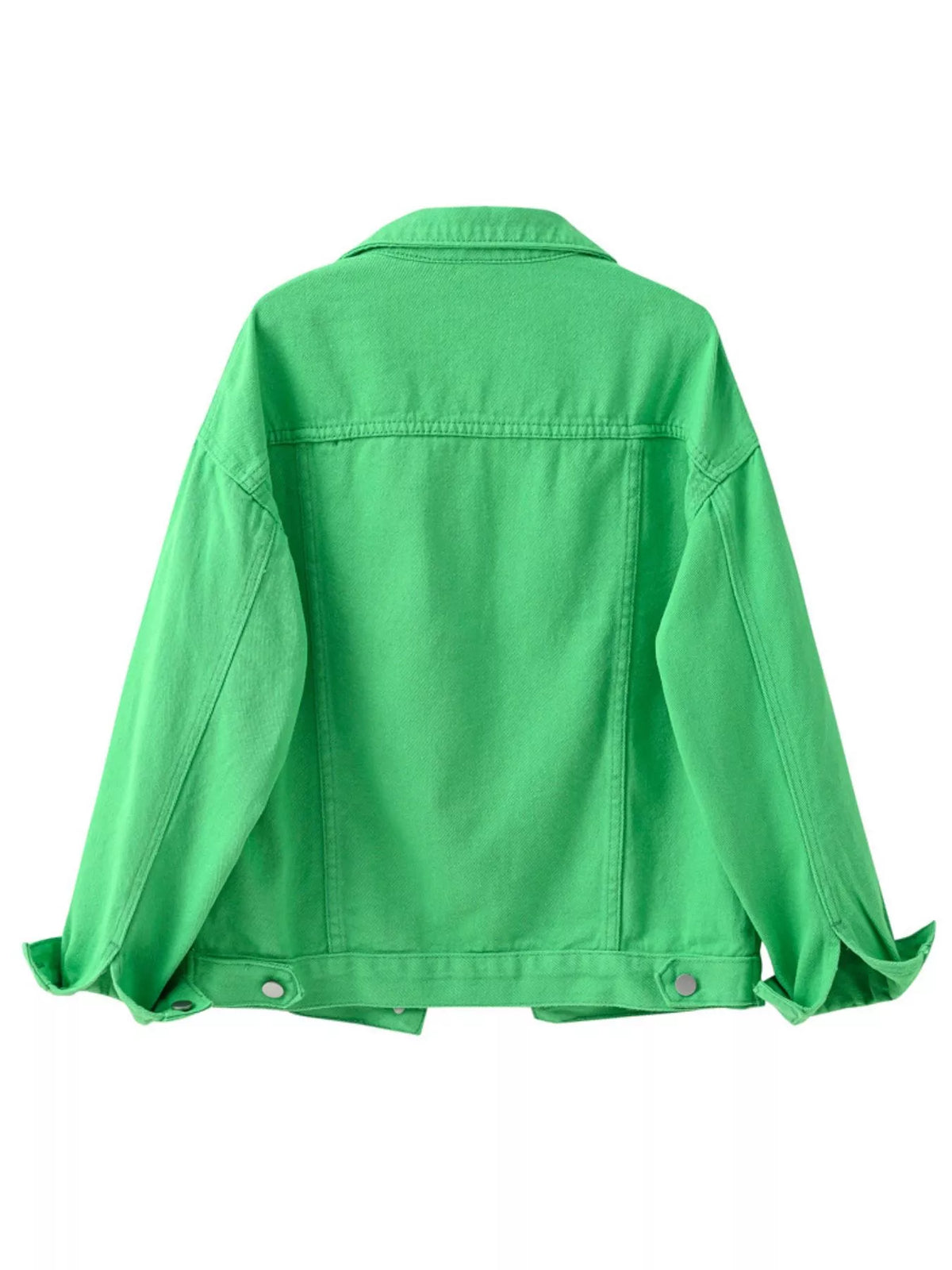 Button-Down Classic Cropped Denim Jacket — garment back