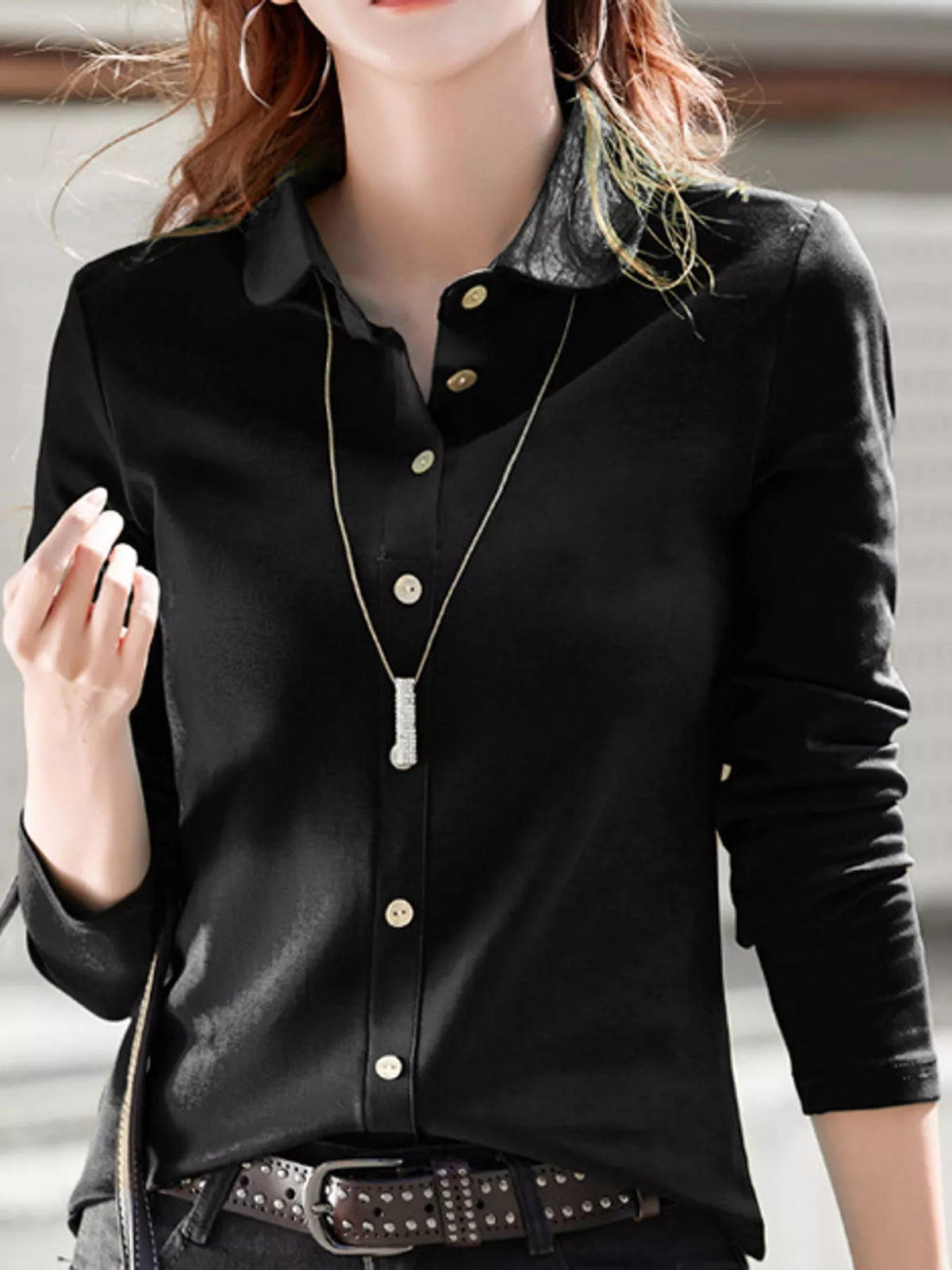Black button-down shirt