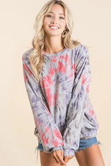 Trendsi BiBi Tie Dye Print Terry Pull Over -