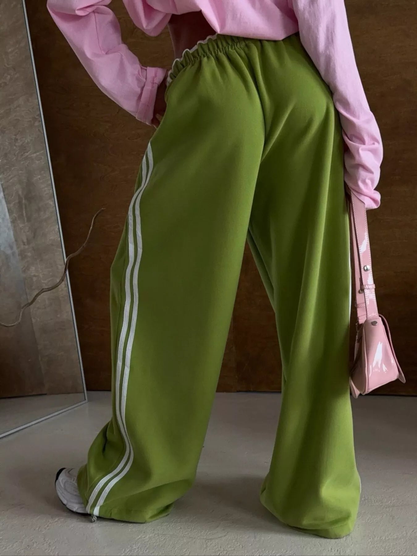 Trendsi Side Stripes High-Waisted Wide-Leg Sweatpants -