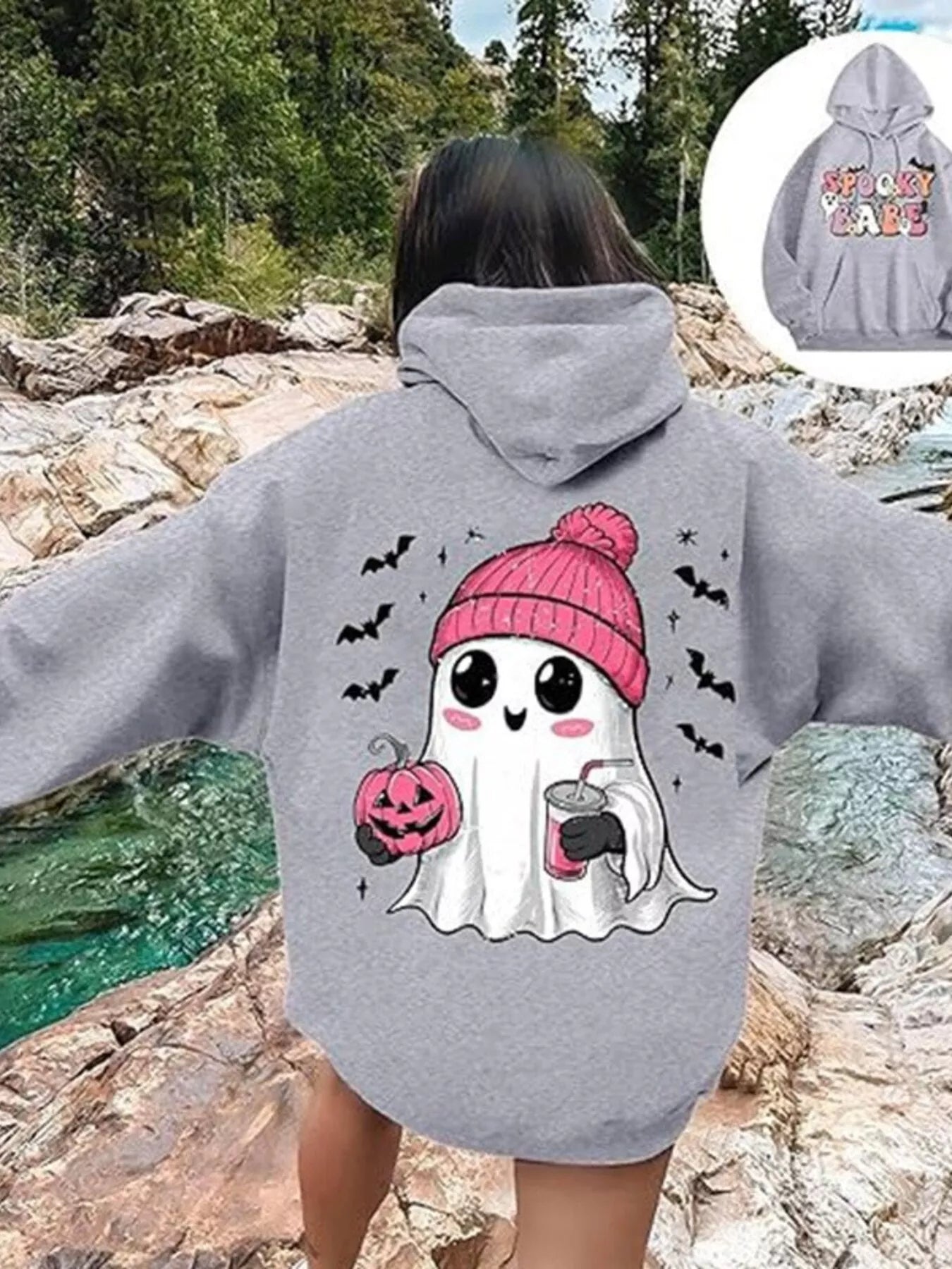 Trendsi Full Size Halloween Graphic Long Sleeve Hoodie Plus Size -