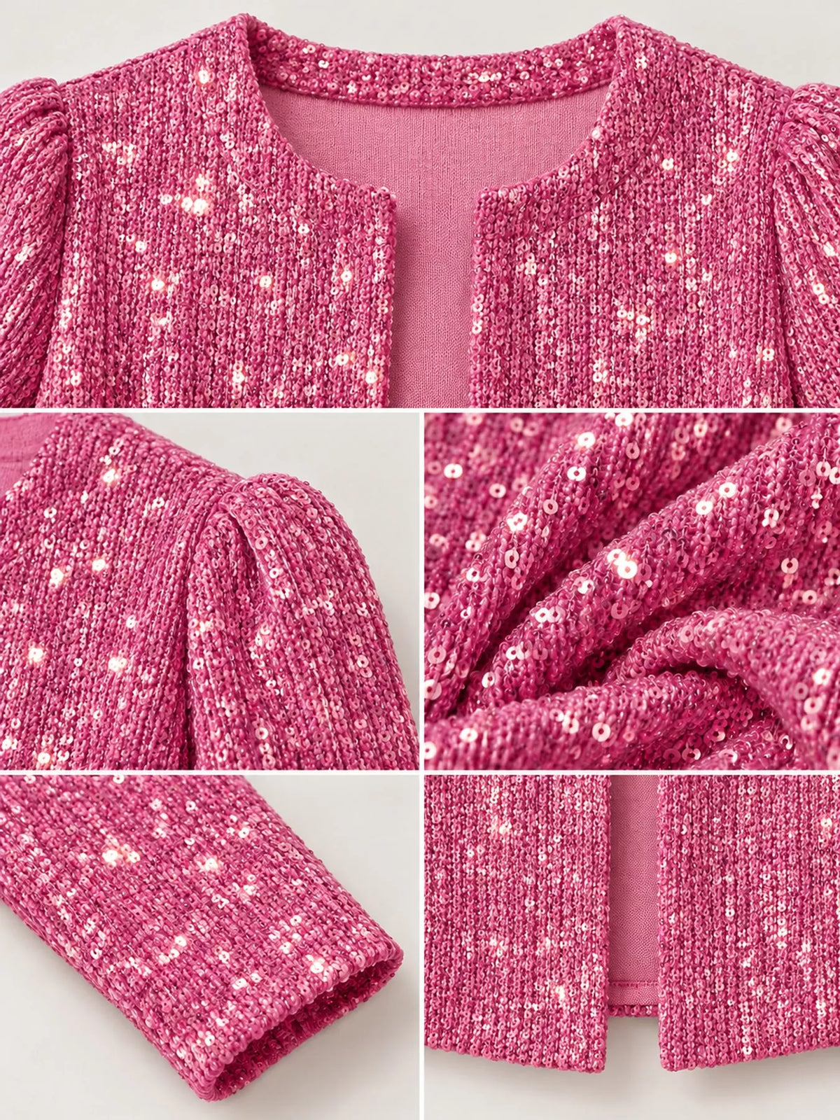 Sequin Long Sleeve Jacket — garment construction details