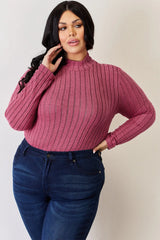 Trendsi Basic Bae Full Size Ribbed Mock Neck Long Sleeve T-Shirt -