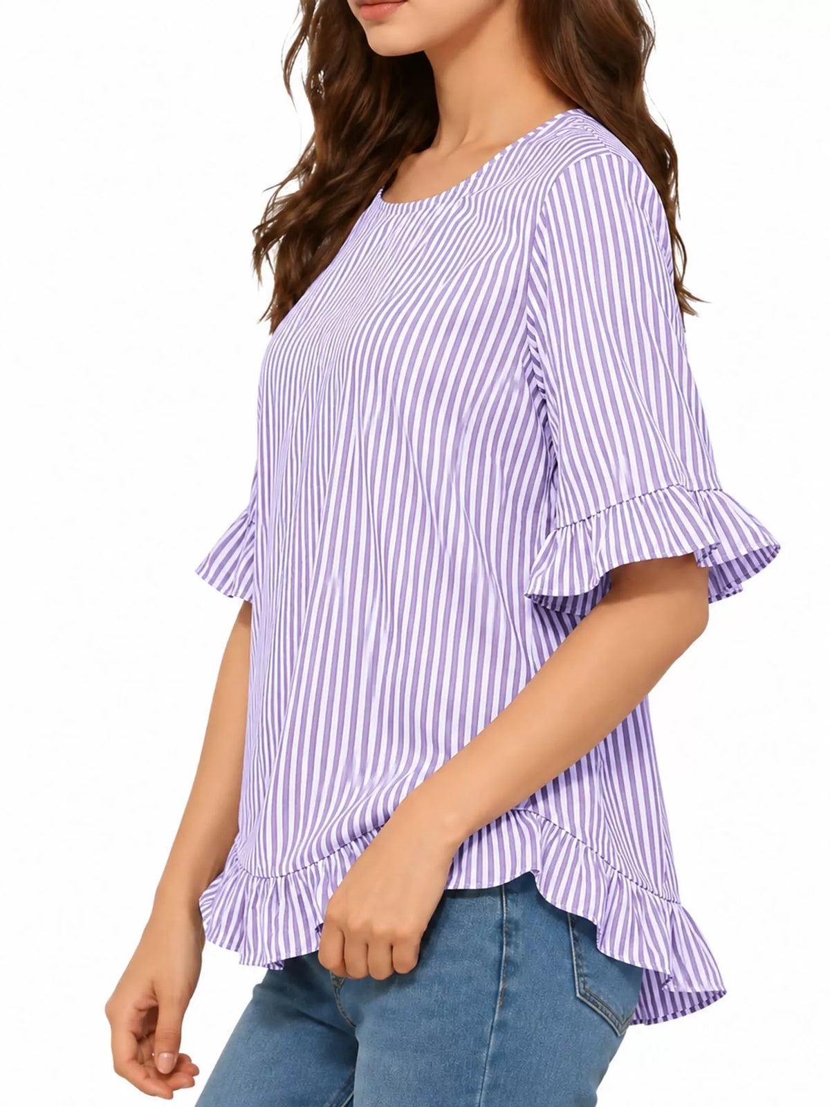 Ruffle Hem Short Sleeve Blouse — side view