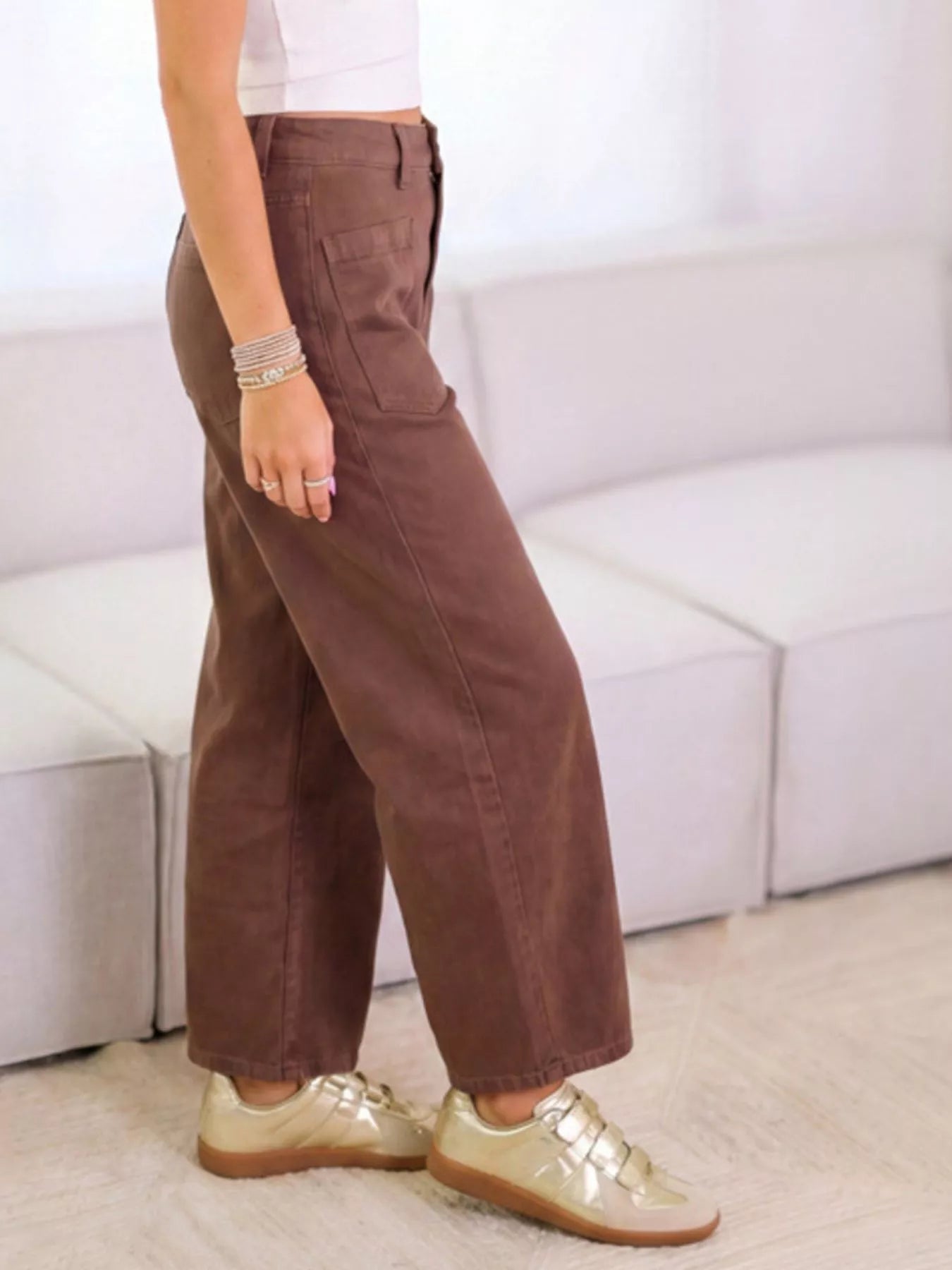 Trendsi Wide-Leg Jeans with Front Patch Pockets -