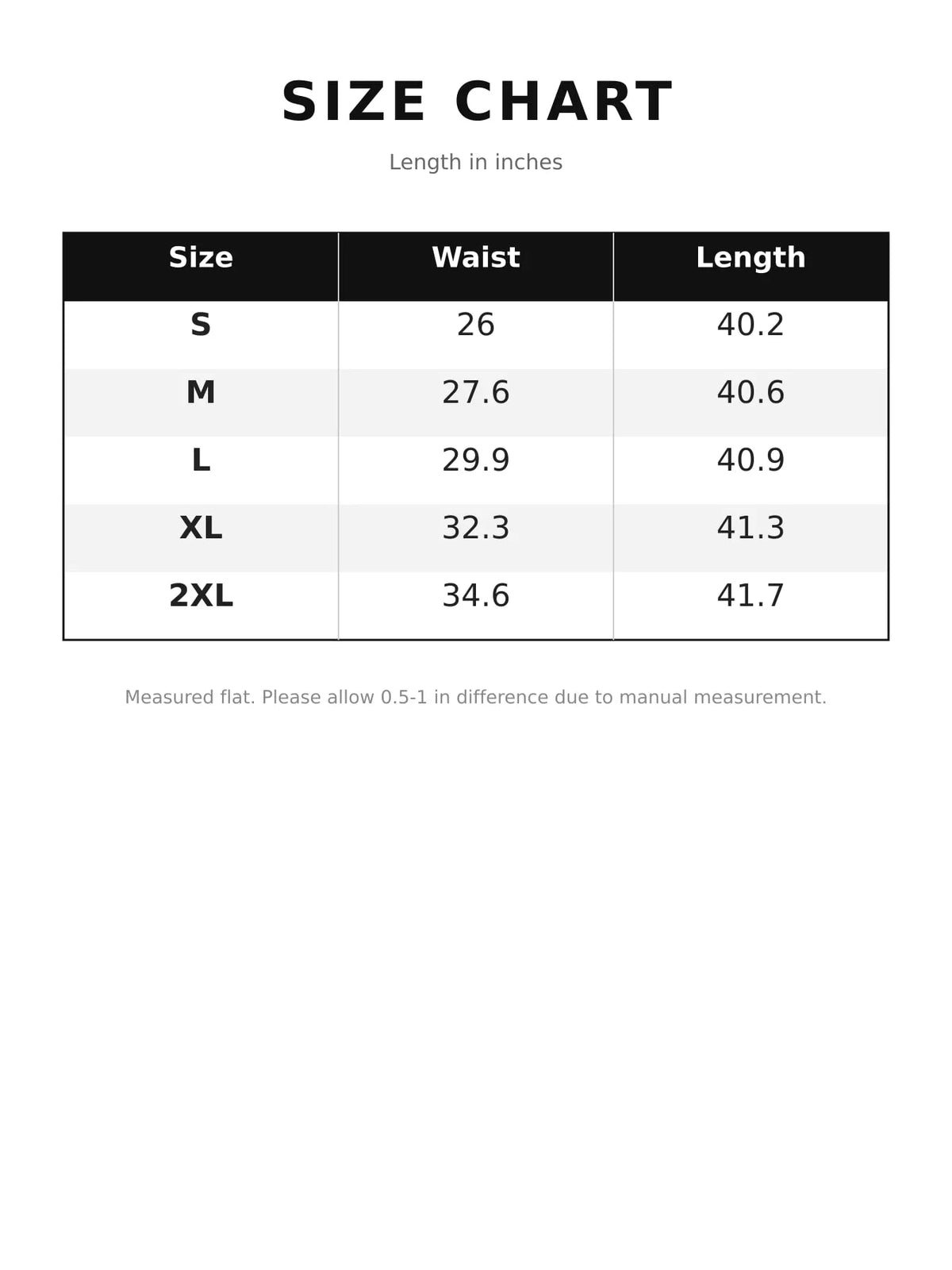 Size chart for asymmetrical ruffled wide-leg jeans