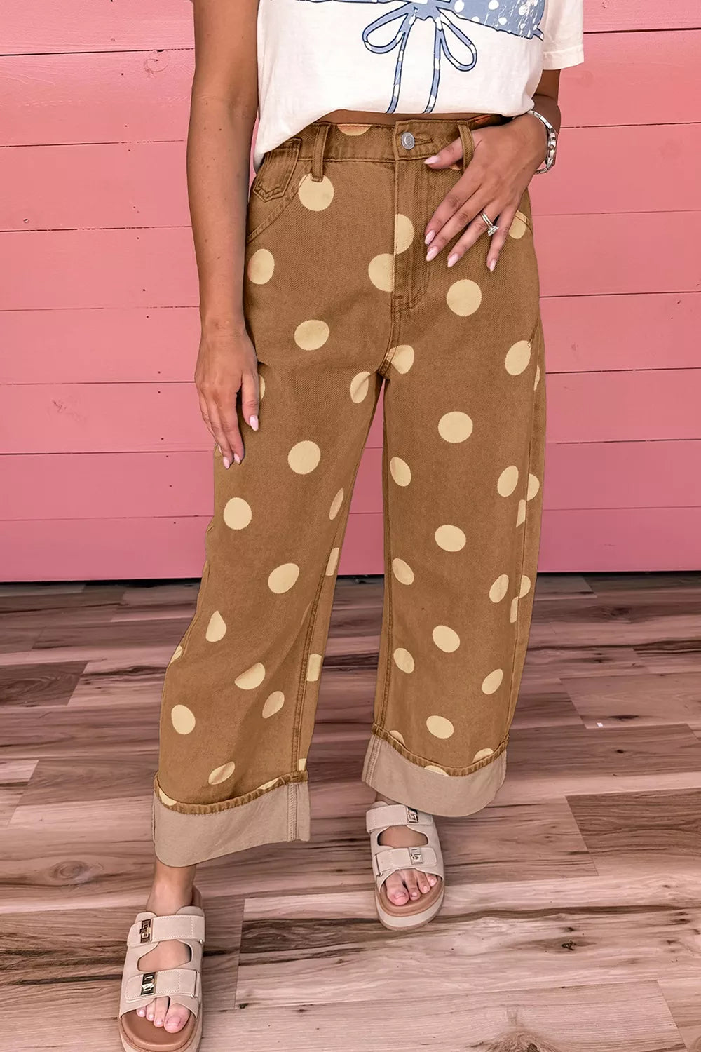 Trendsi Polka Dot Wide Leg Jeans -