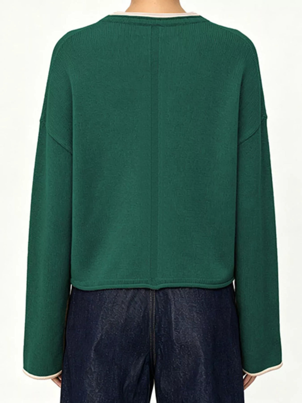 Trendsi Crew Neck Dropped Shoulder Sweater -