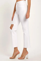 Trendsi RISEN Full Size Distressed Cropped Straight Jeans -