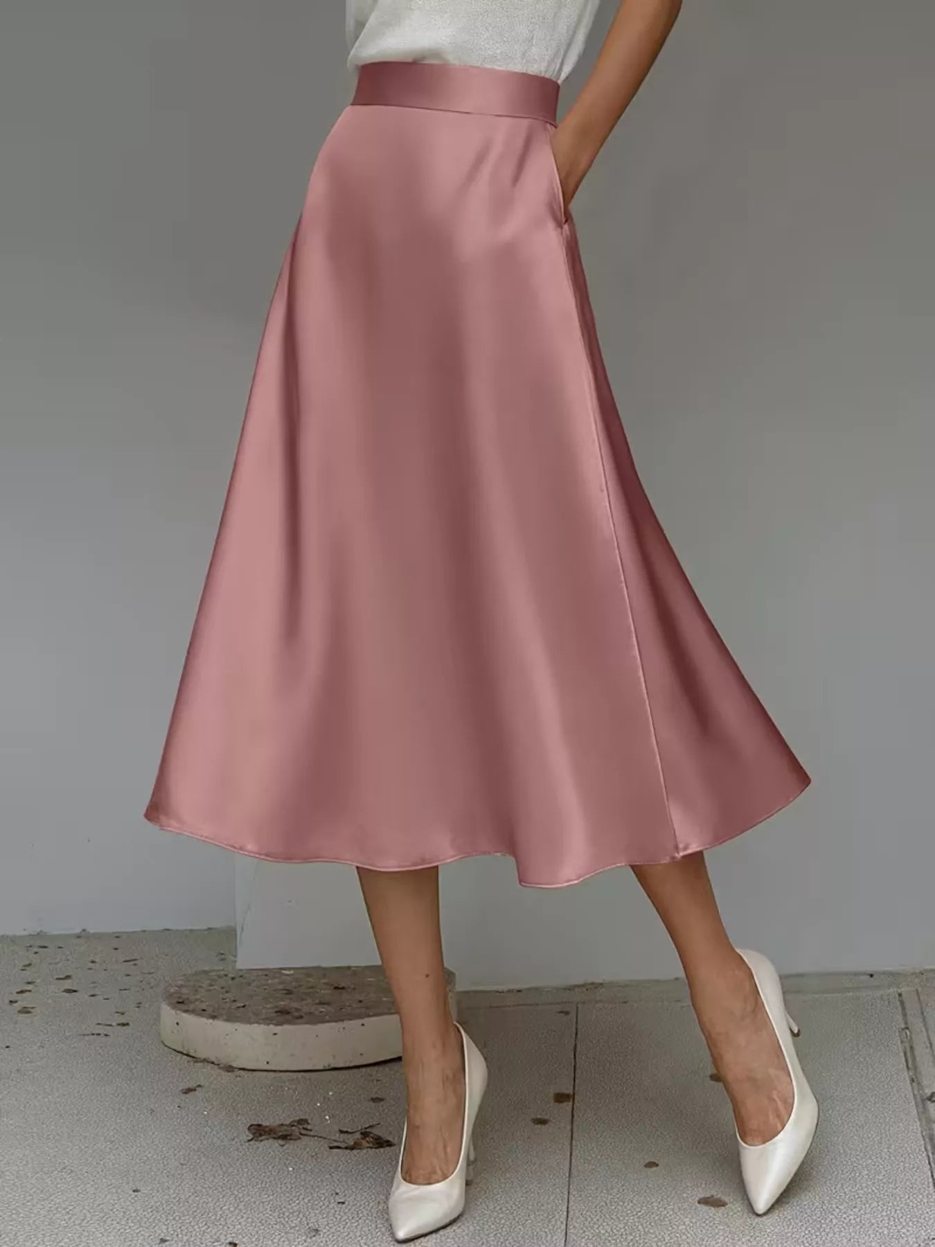 Trendsi Satin Midi Skirt -