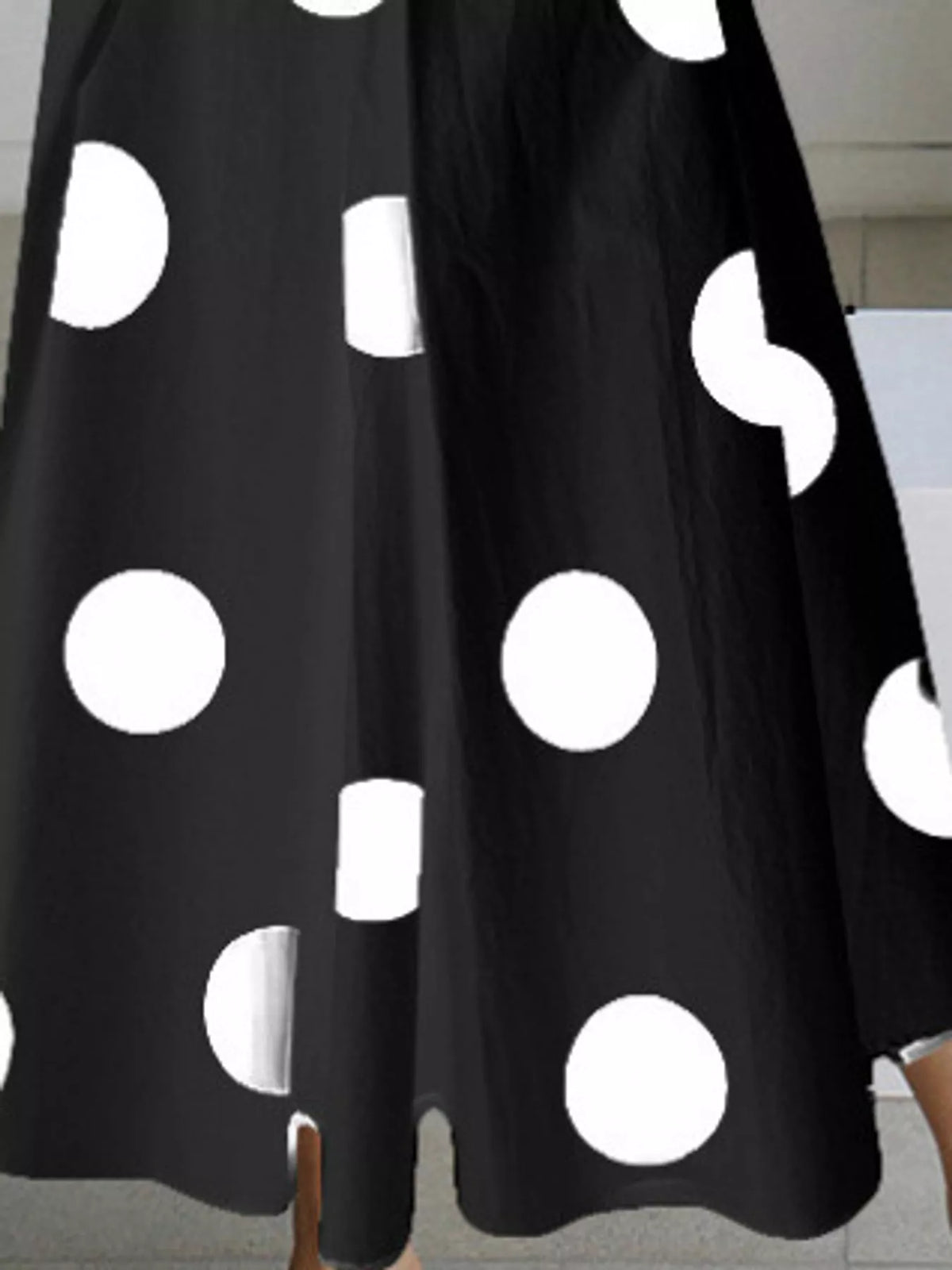 Collared Three-Quarter Sleeve Midi Shirt Dress — construction details