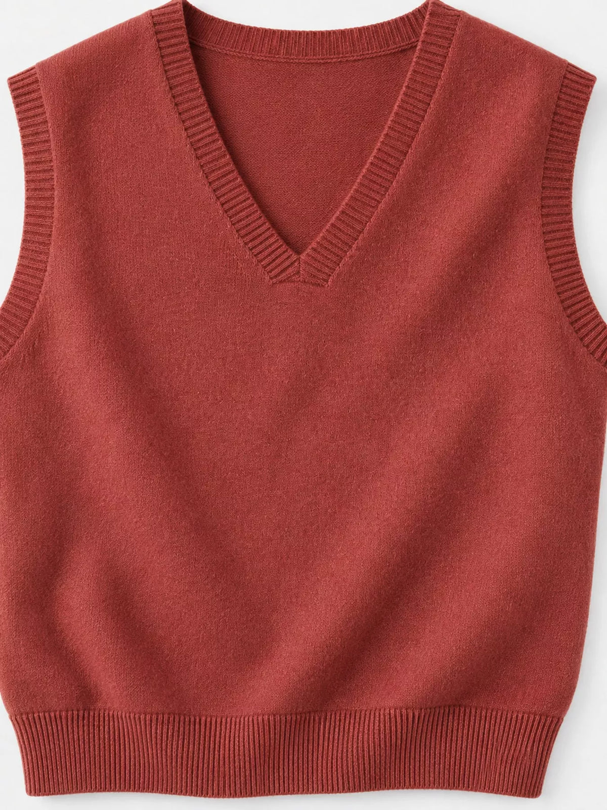 V-Neck Knit Sweater Vest — garment construction details