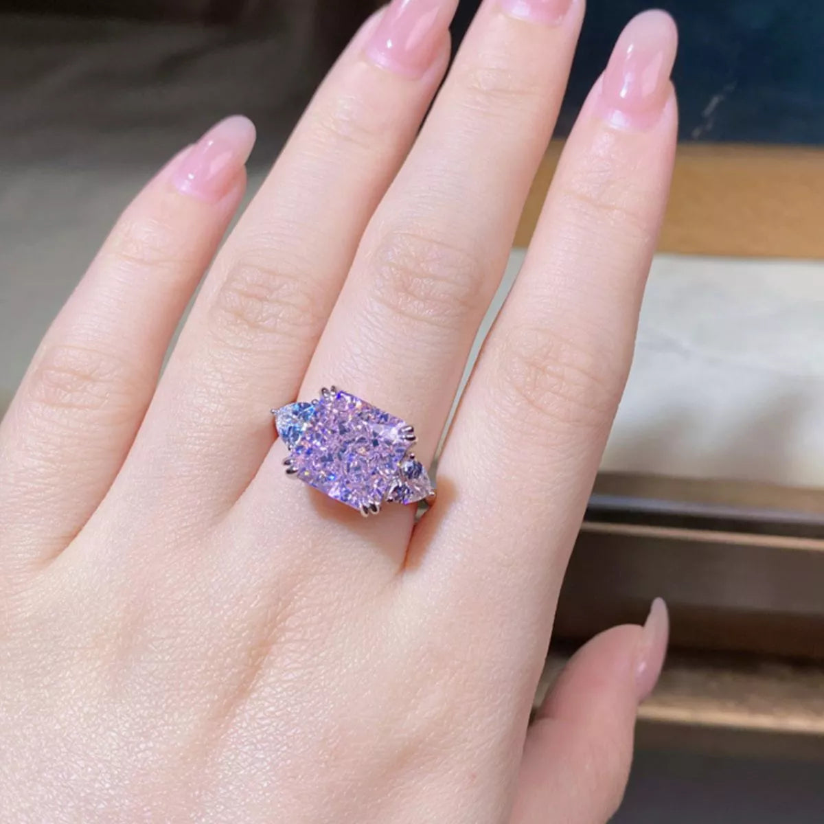 Trendsi 925 Sterling Silver Zircon Geometric Ring -