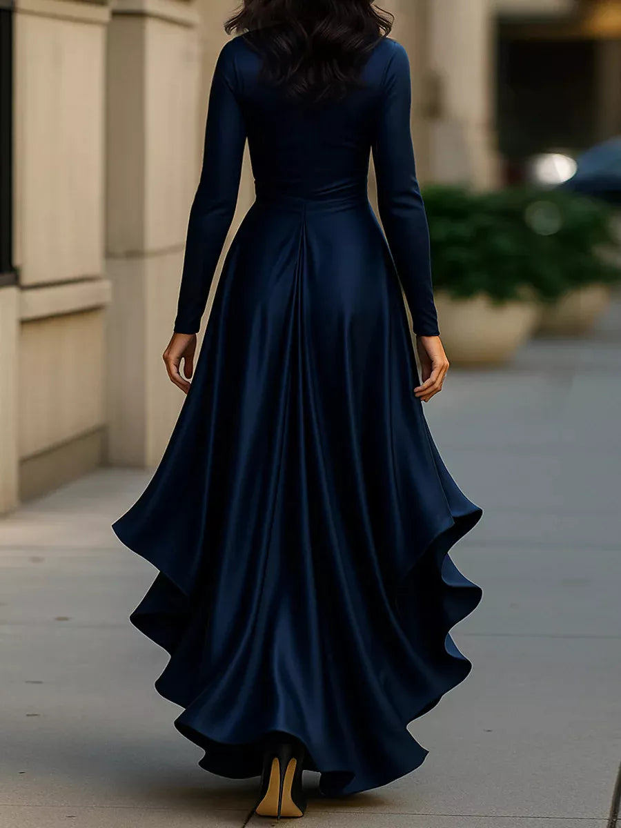Trendsi Elegant Wrap Dress with Ruffled Hem -