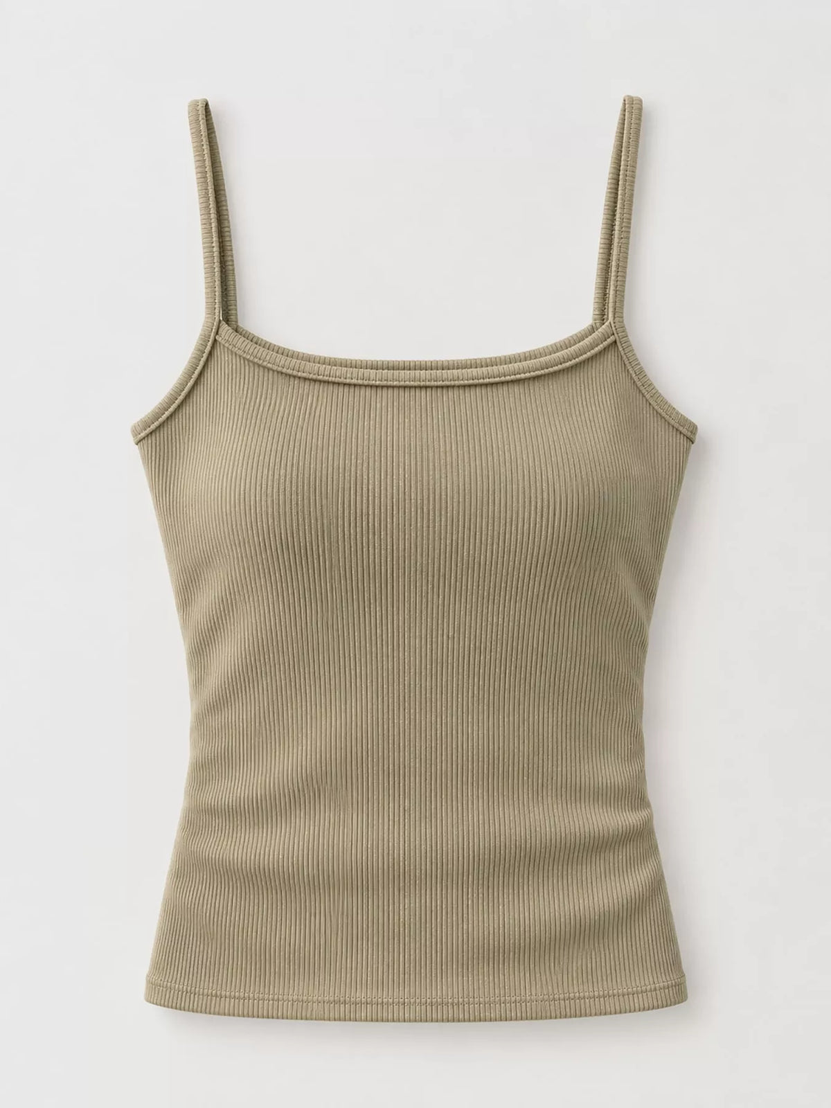 Slim-Fit Ribbed Square Neck Cami Top — garment front