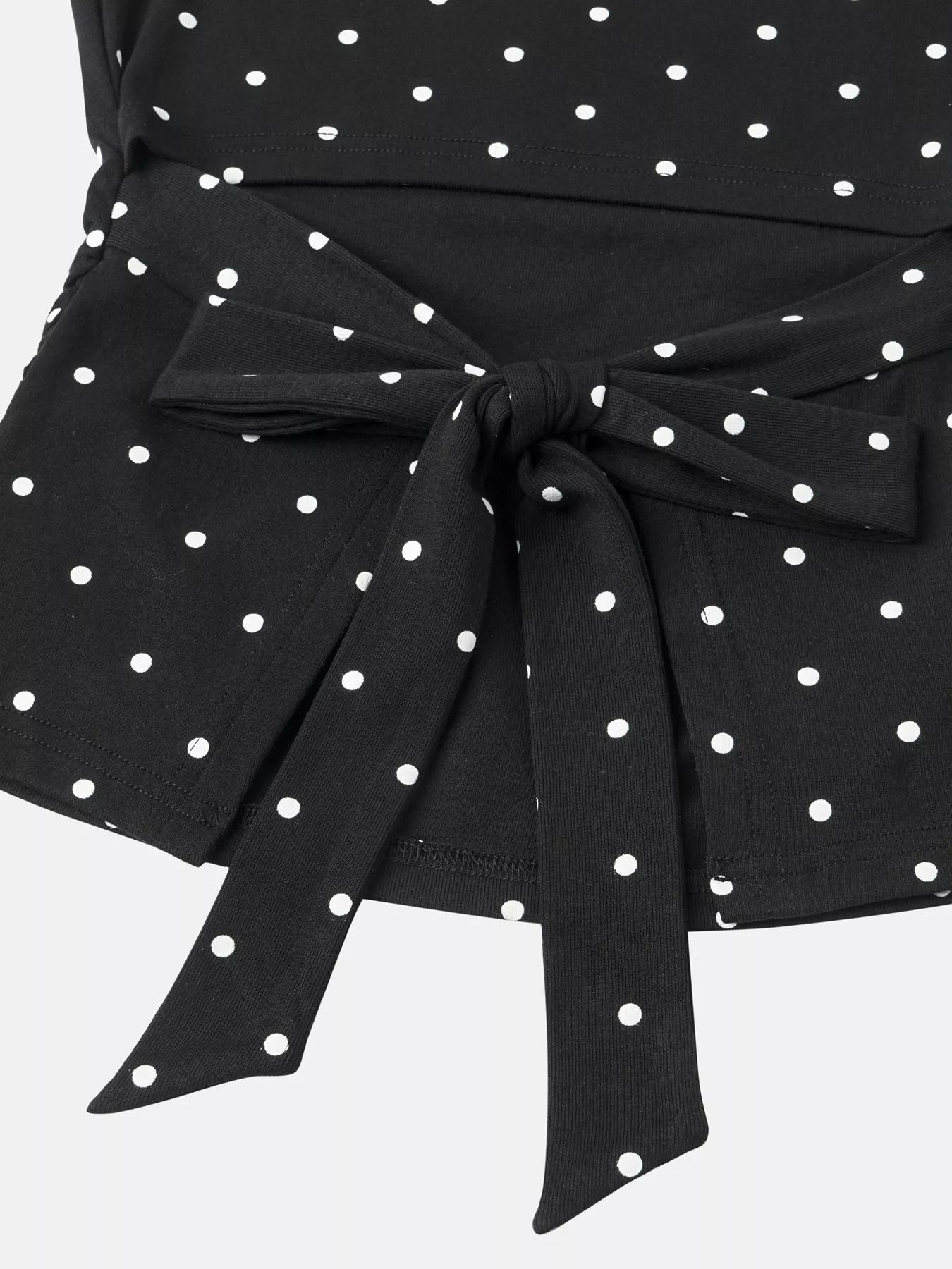 Trendsi Long Sleeve Polka Dot Tie Back T-Shirt -
