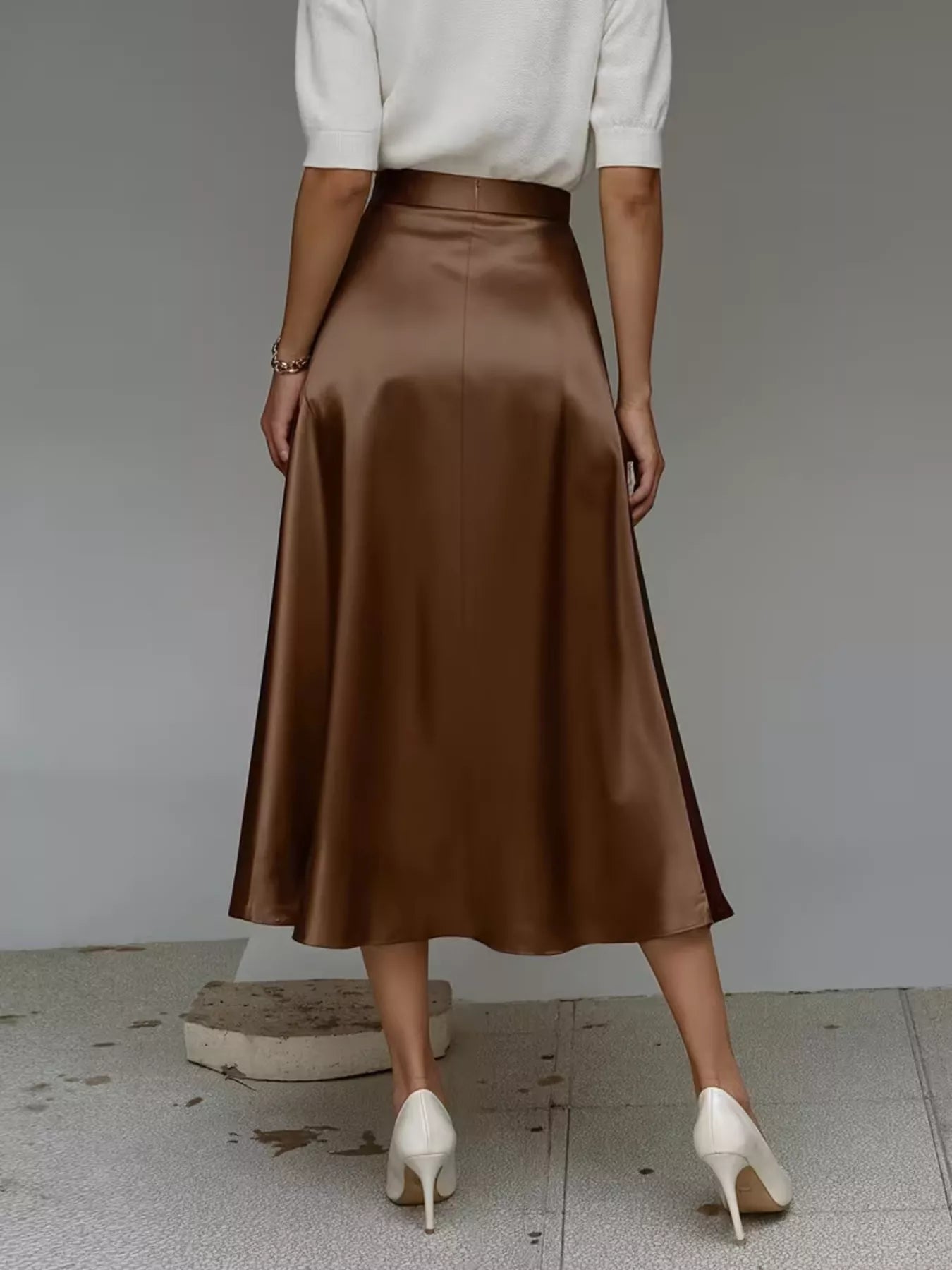 Trendsi Satin Midi Skirt -