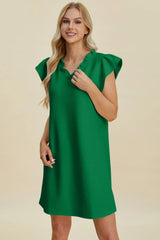 Trendsi Double Take Full Size Ruffled V-Neck Cap Sleeve Dress -