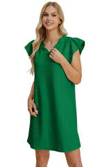 Trendsi Double Take Full Size Ruffled V-Neck Cap Sleeve Dress -