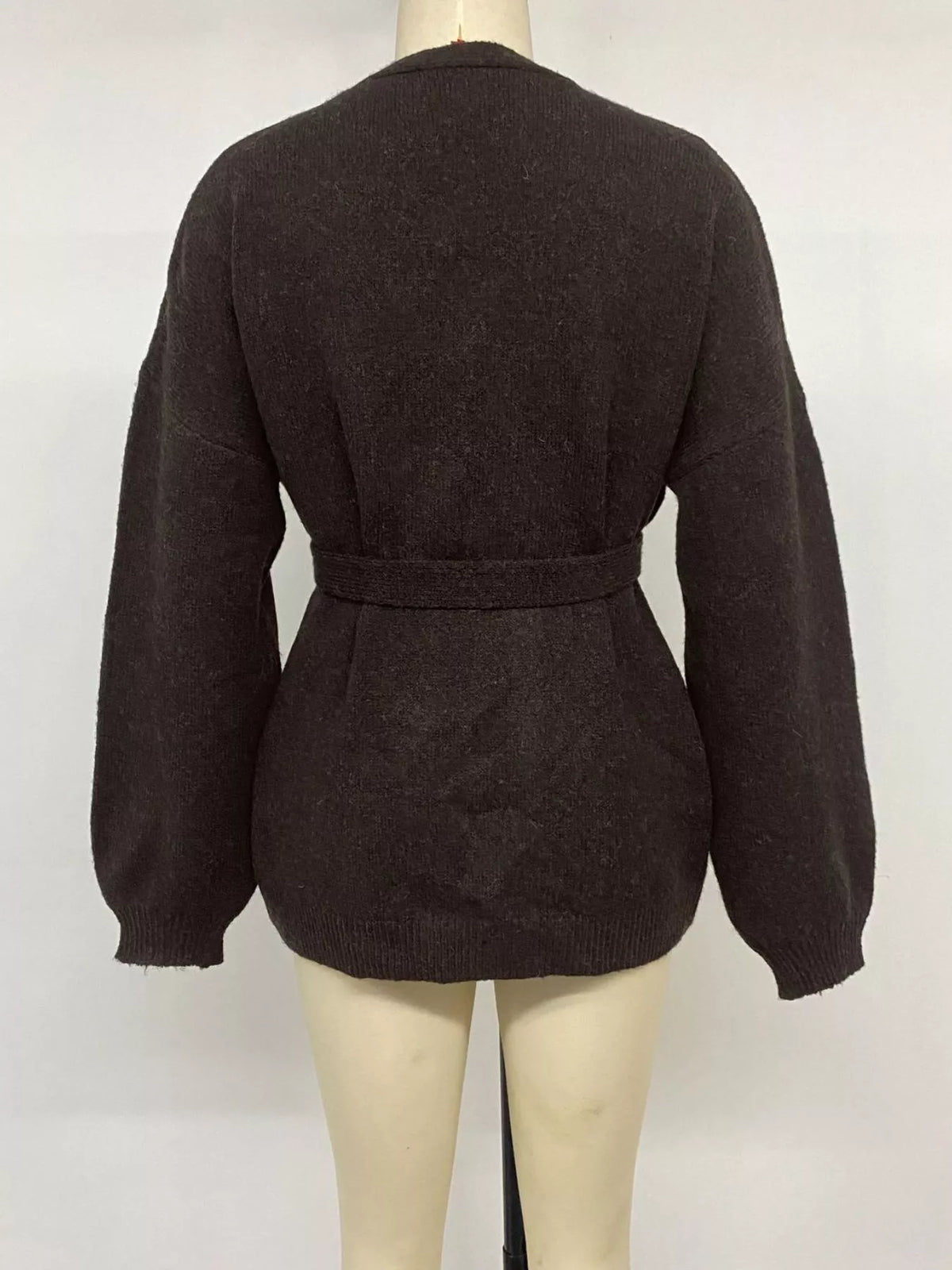 Tie waist dropped shoulder wrap cardigan