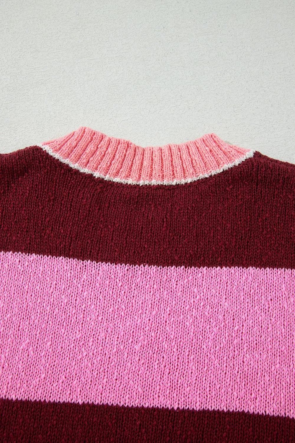 Trendsi Striped Drop Shoulder Long Sleeve Pullover Regular Fit Knit Sweater -