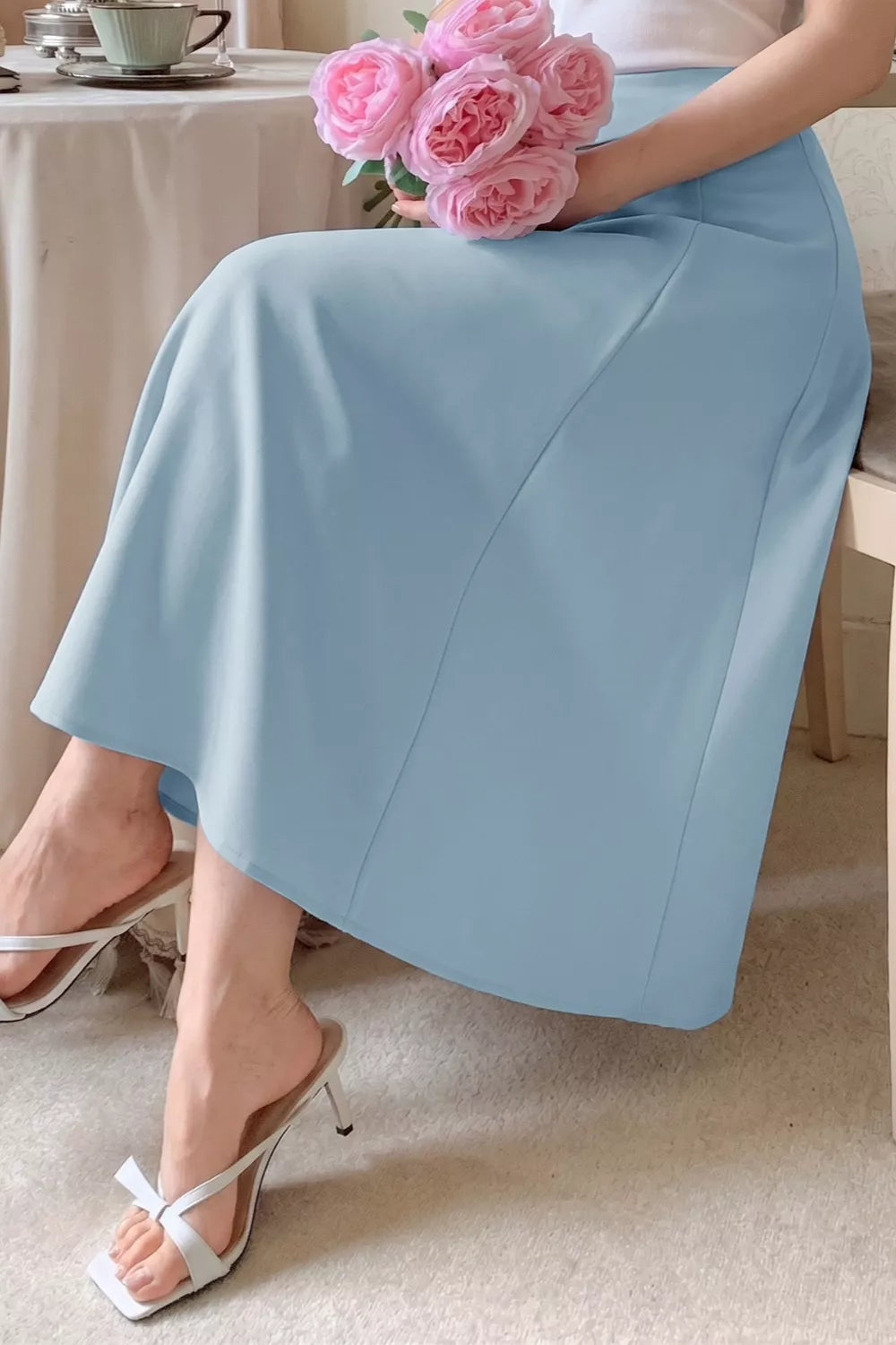 Trendsi A-Line Midi Skirt with Zipper -