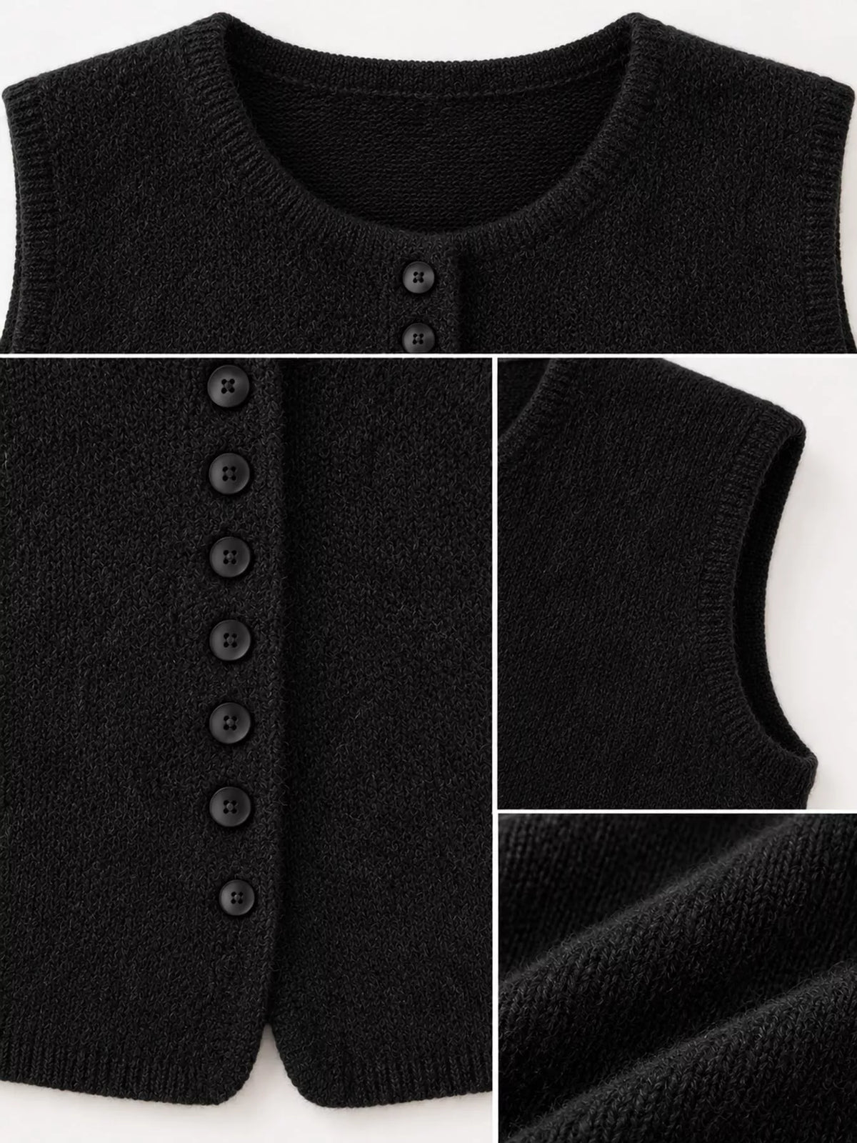 Sleeveless sweater vest, garment detail