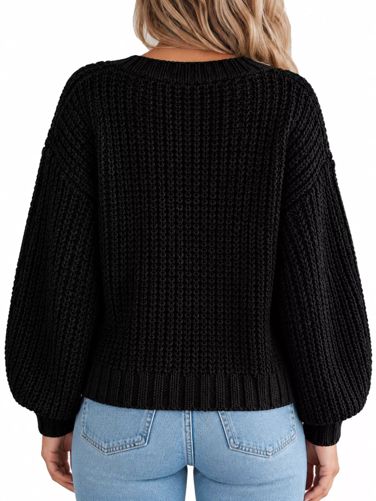 Button cardigan, black back