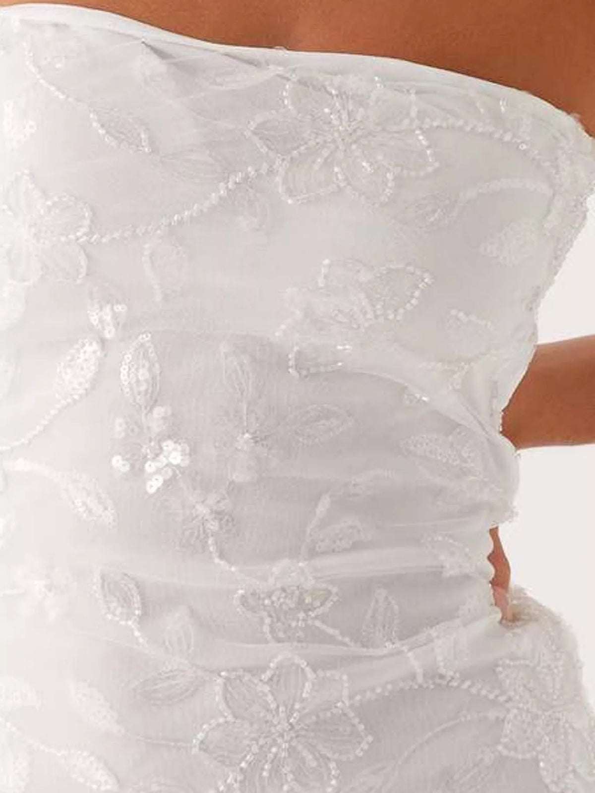 strapless mini dress, construction and design details