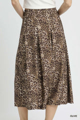 Trendsi Umgee Drawstring Leopard Midi Skirt -
