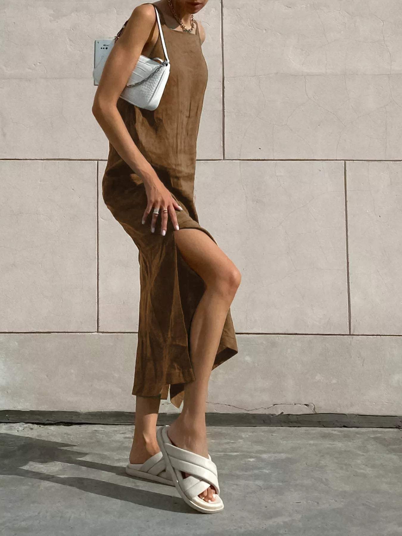 Trendsi Side Slit Sleeveless Midi Dress -
