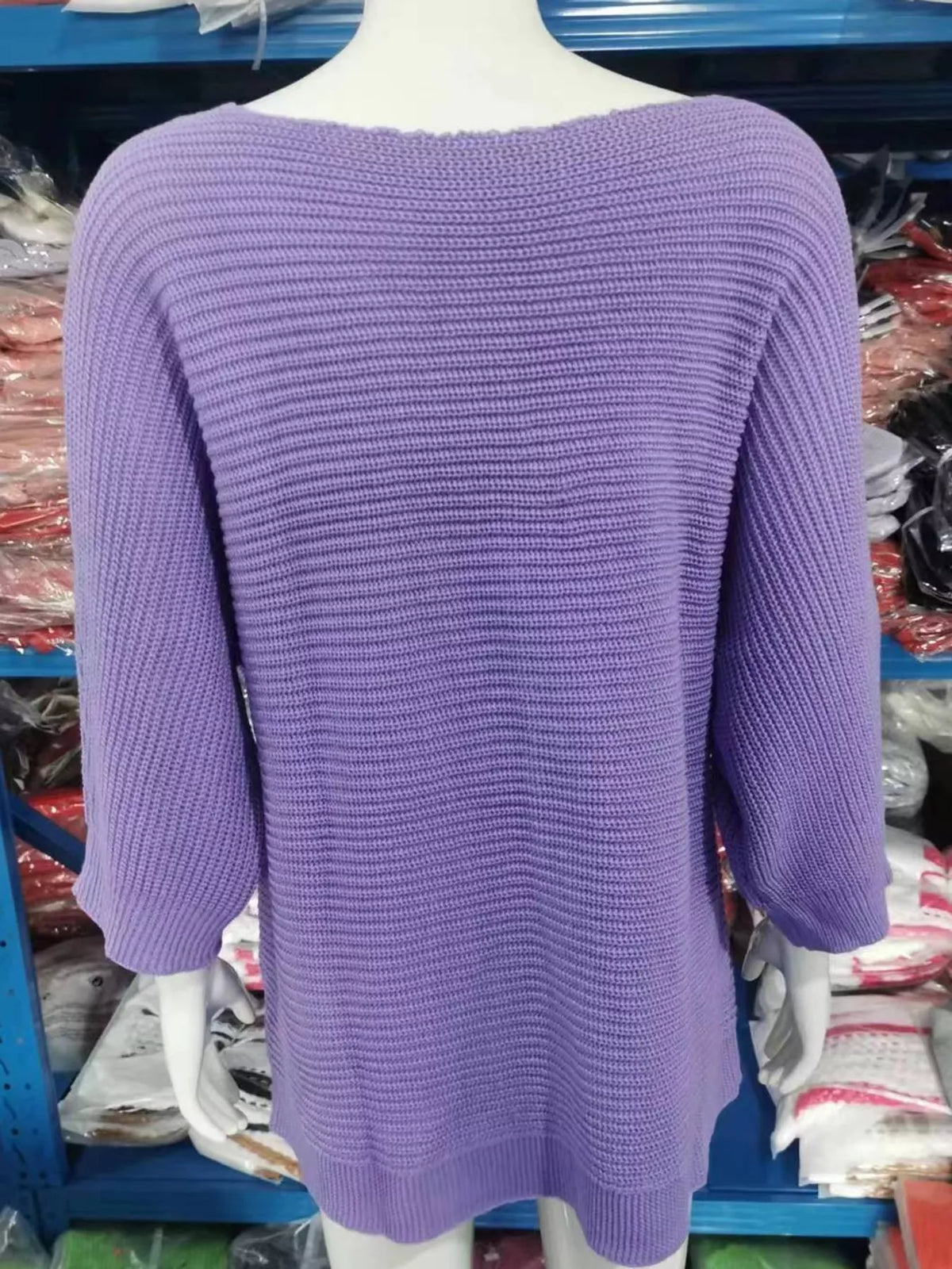 Three-quarter sleeve sweater, back view