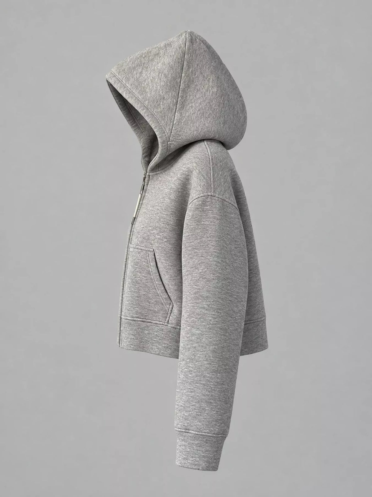 Cropped Zip-Up Hoodie — side view