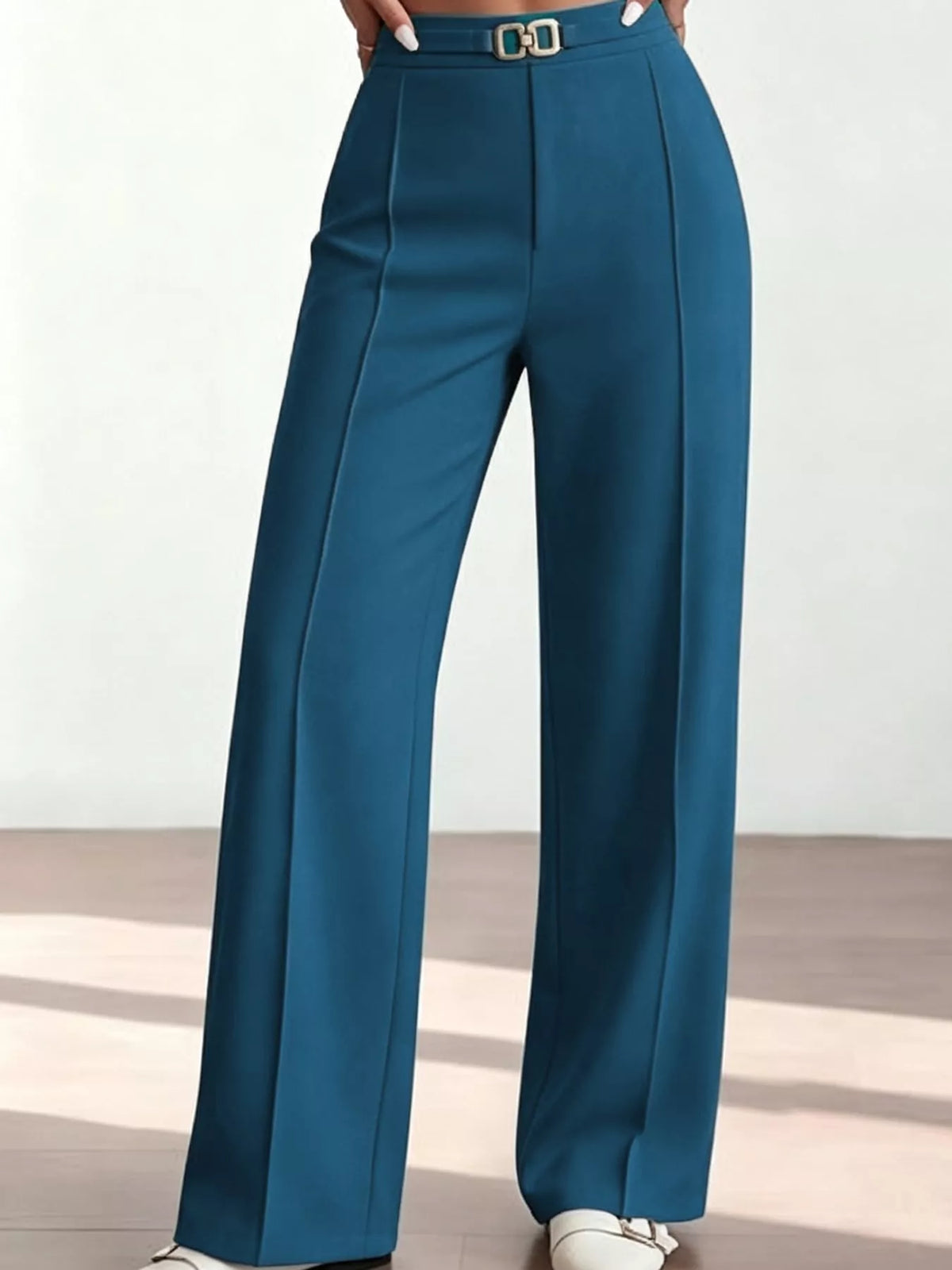 Wide-leg pants, teal front