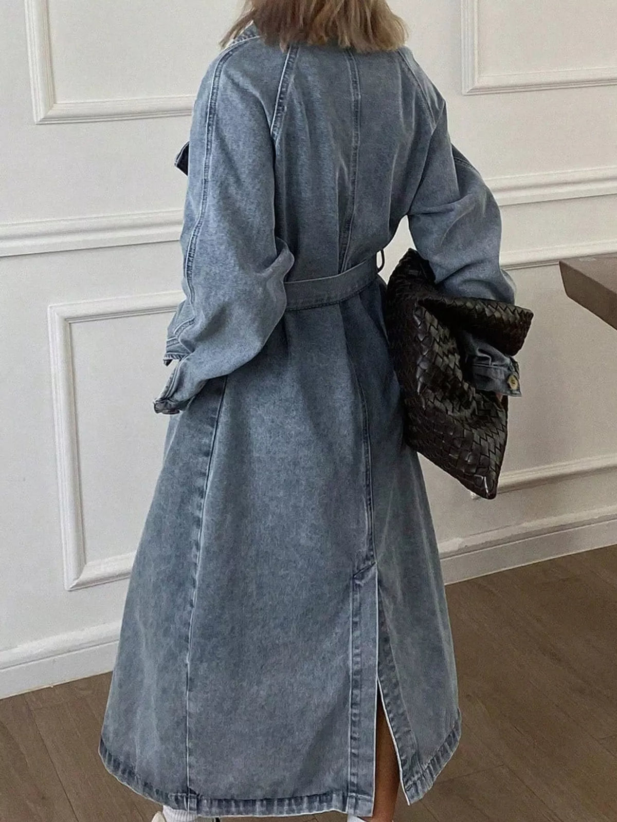 Denim trench jacket, blue back