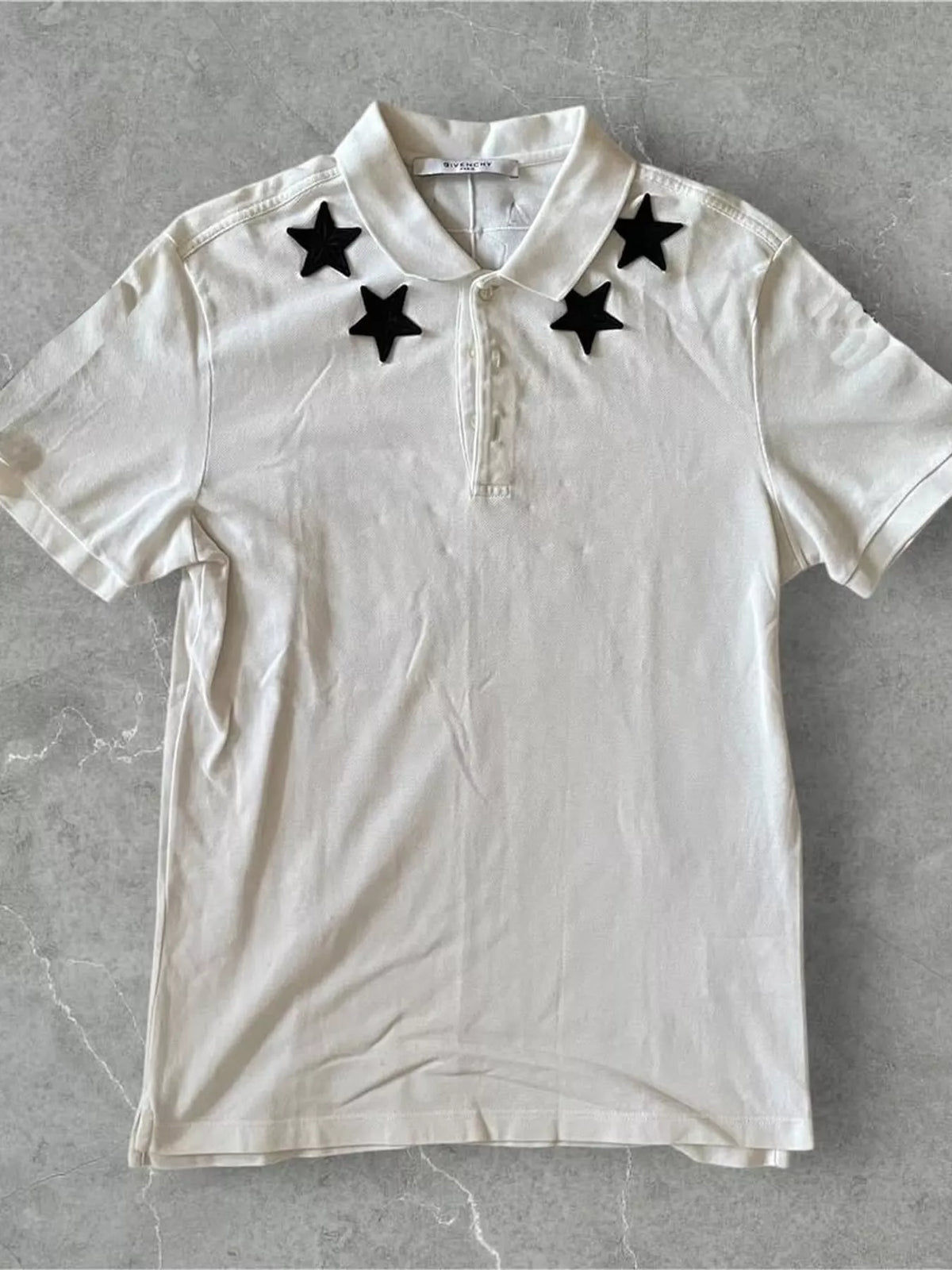 White star-embellished polo t-shirt