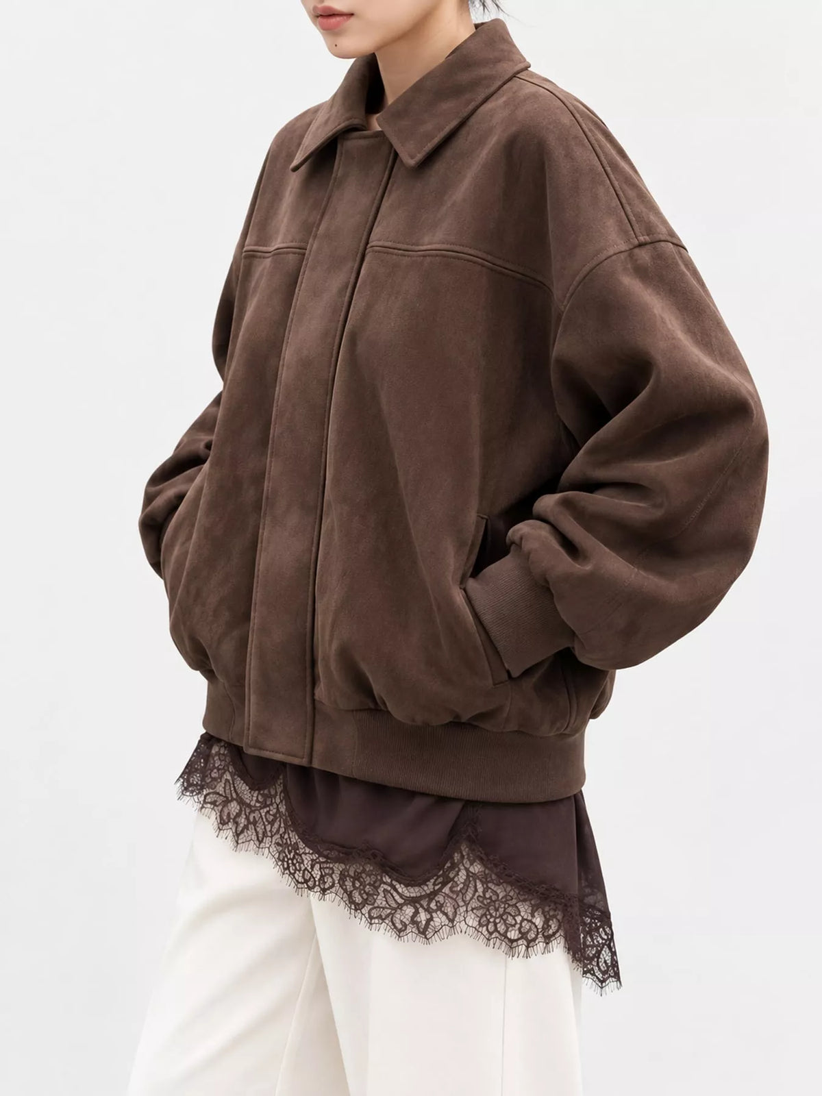 Cropped zip jacket, brown side