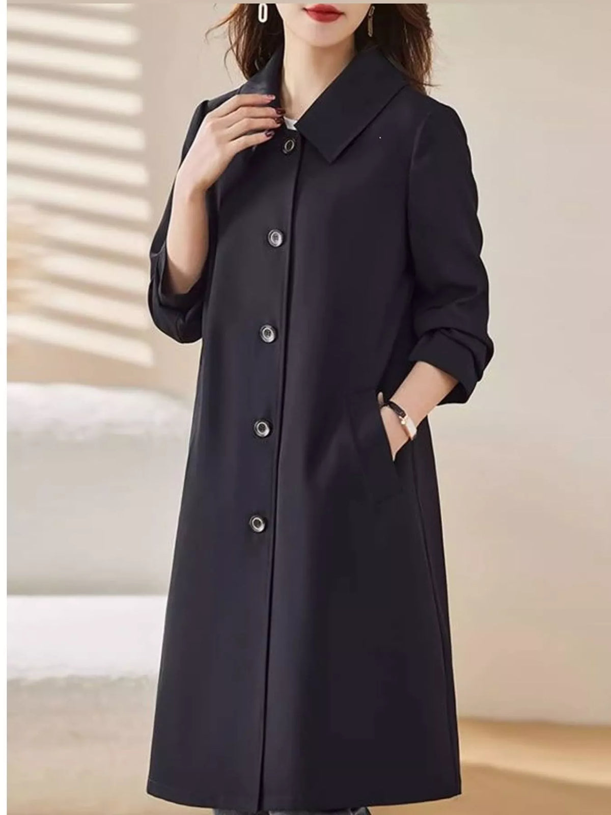 Button-Up Longline Coat — front view