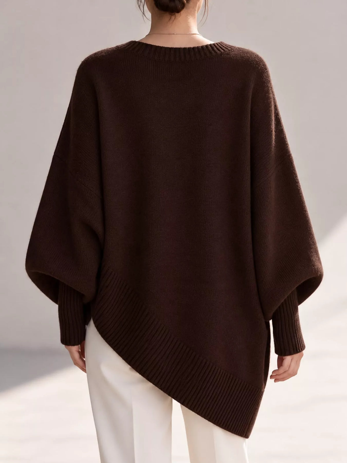 Batwing sweater, dark brown back
