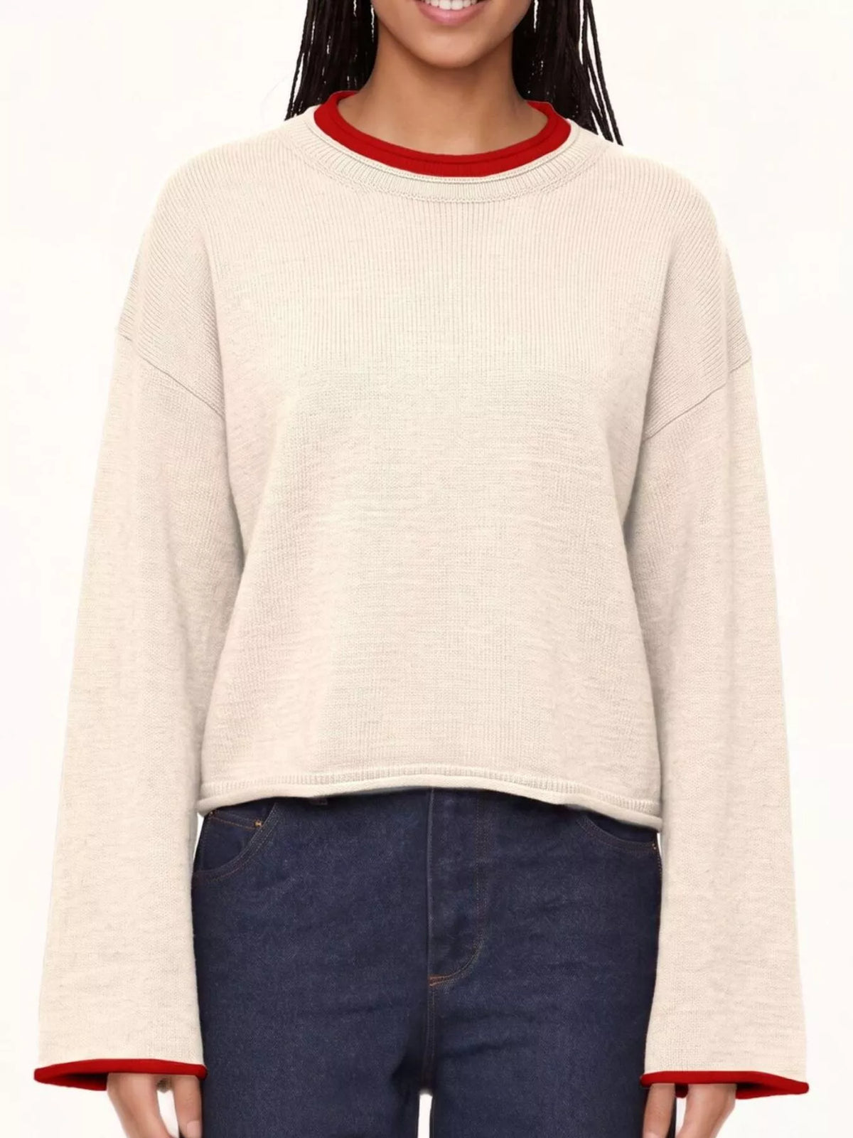 Trendsi Crew Neck Dropped Shoulder Sweater -