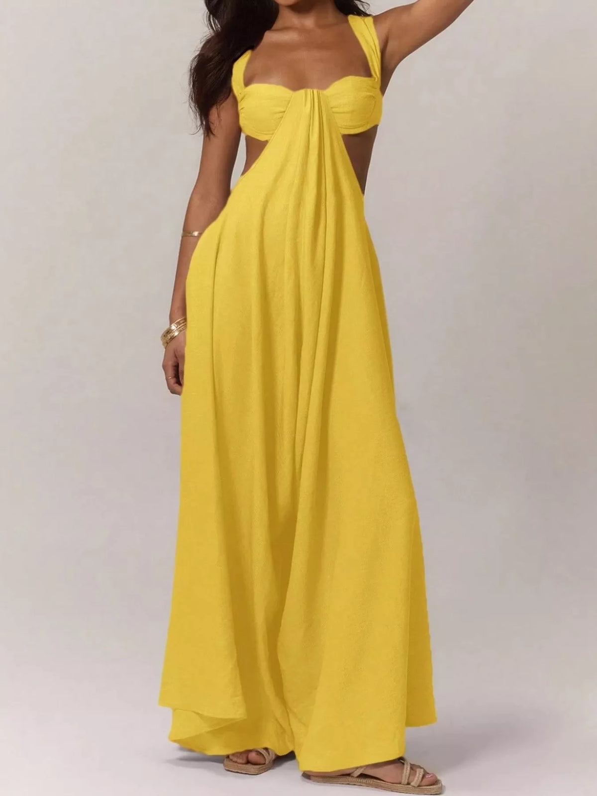 Cutout jumpsuit, yellow front