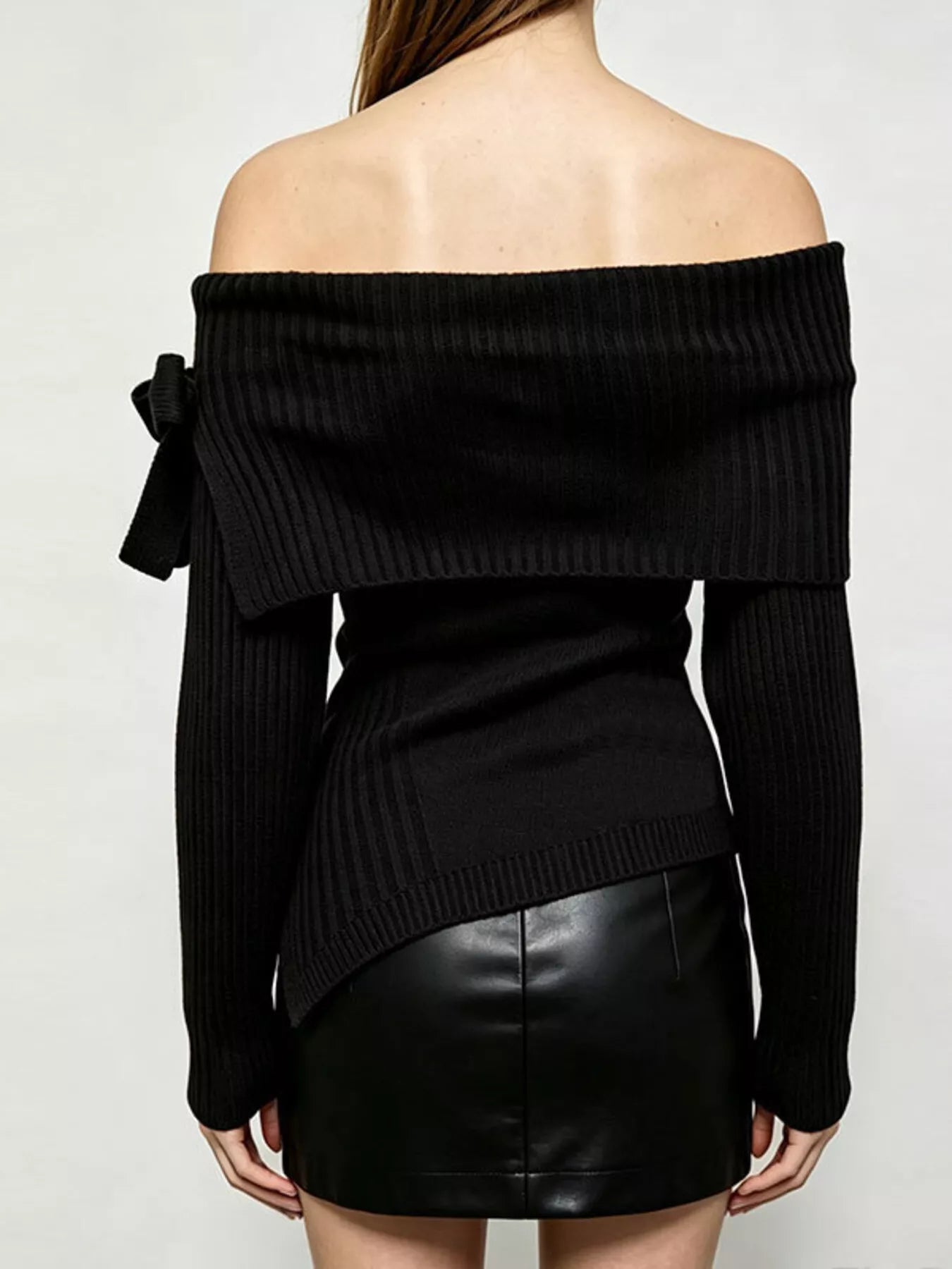 Trendsi Off-Shoulder Ribbed Knit Top -