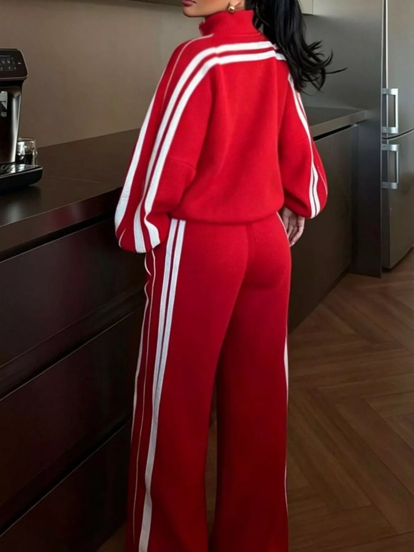 Trendsi Side Stripes Zip Up Top and Pants Set -