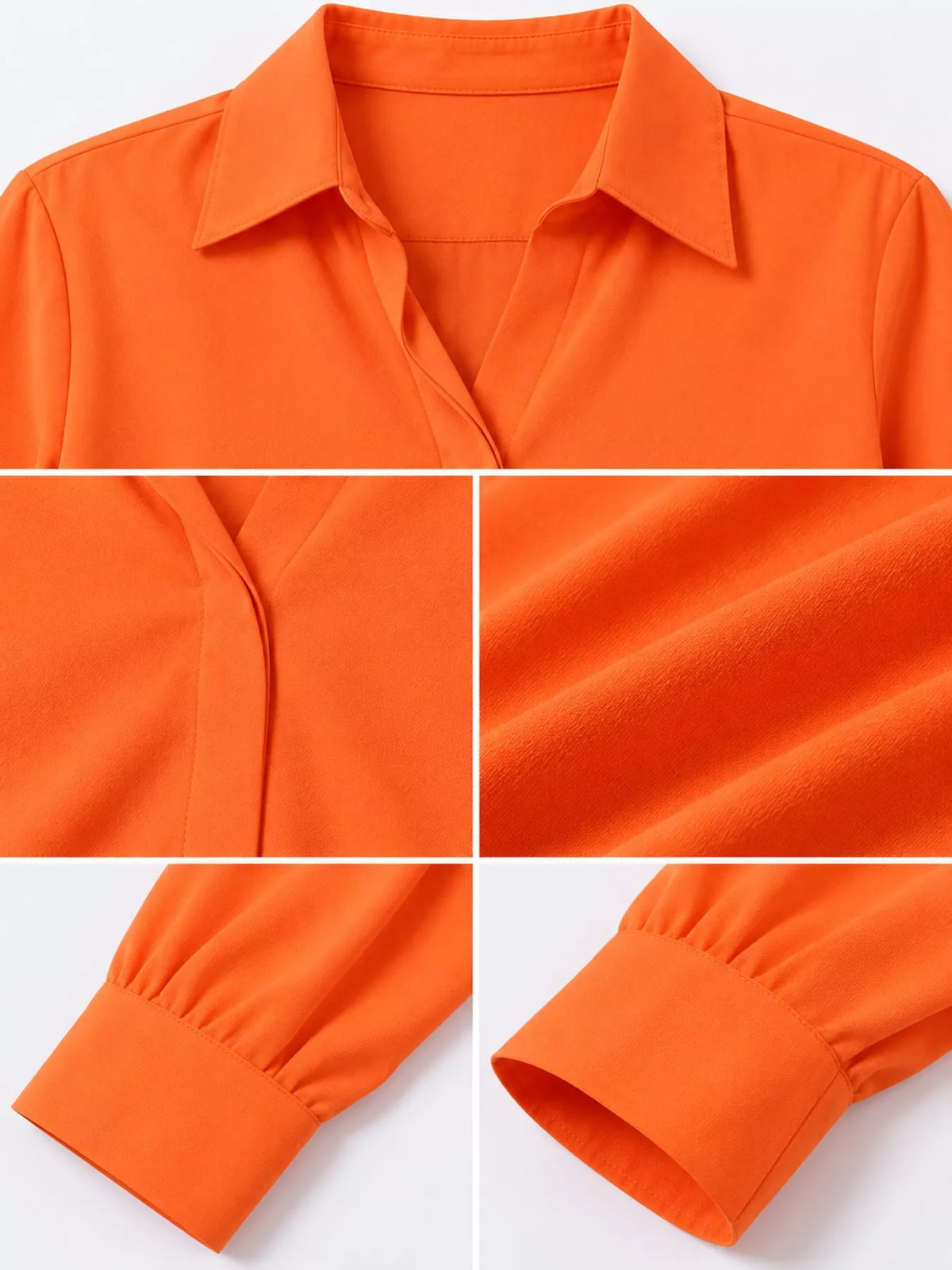 Button-up shirt, orange detail collage