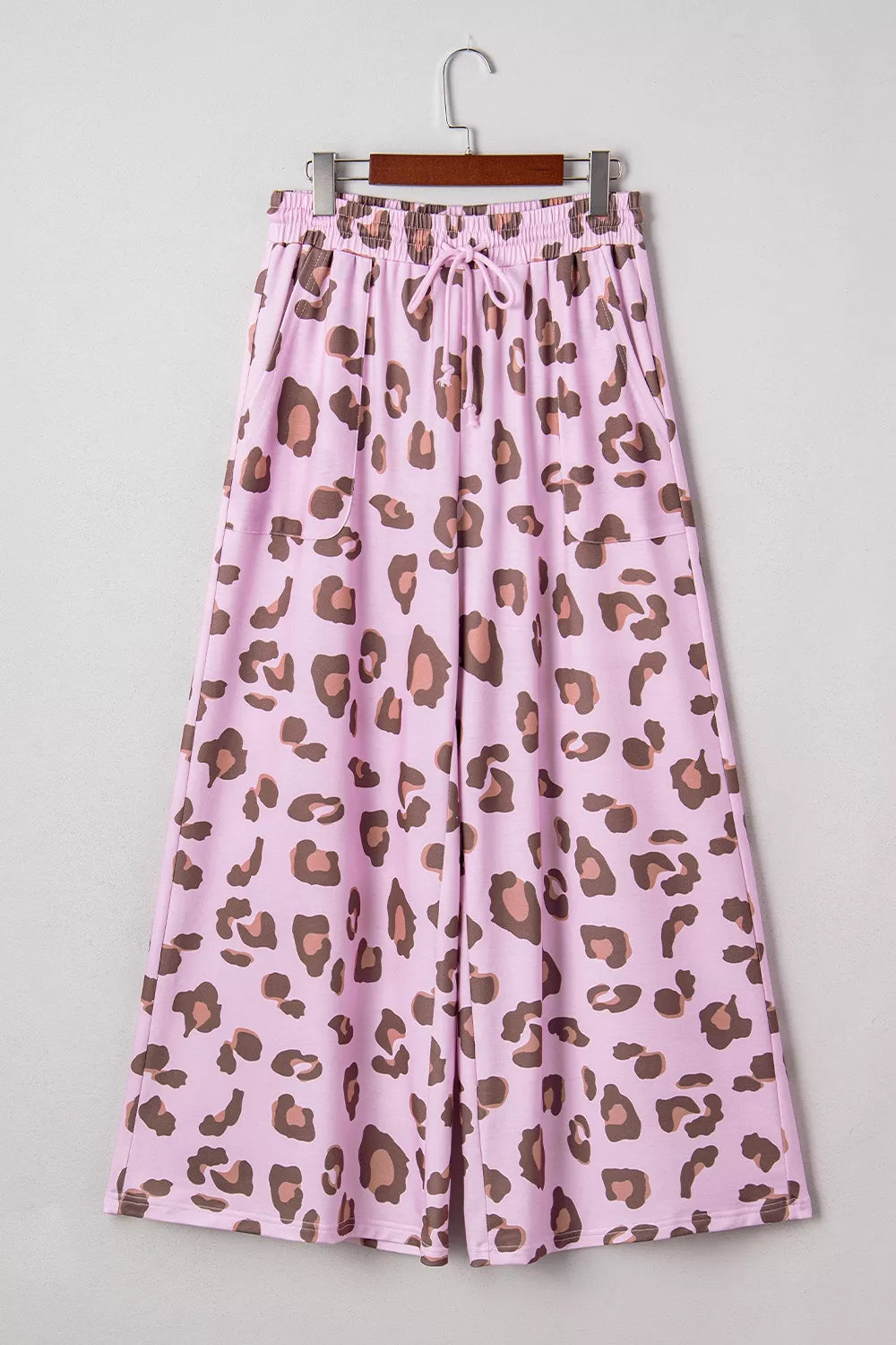 Trendsi Drawstring Leopard Print Patch Pocket Loose Pants -