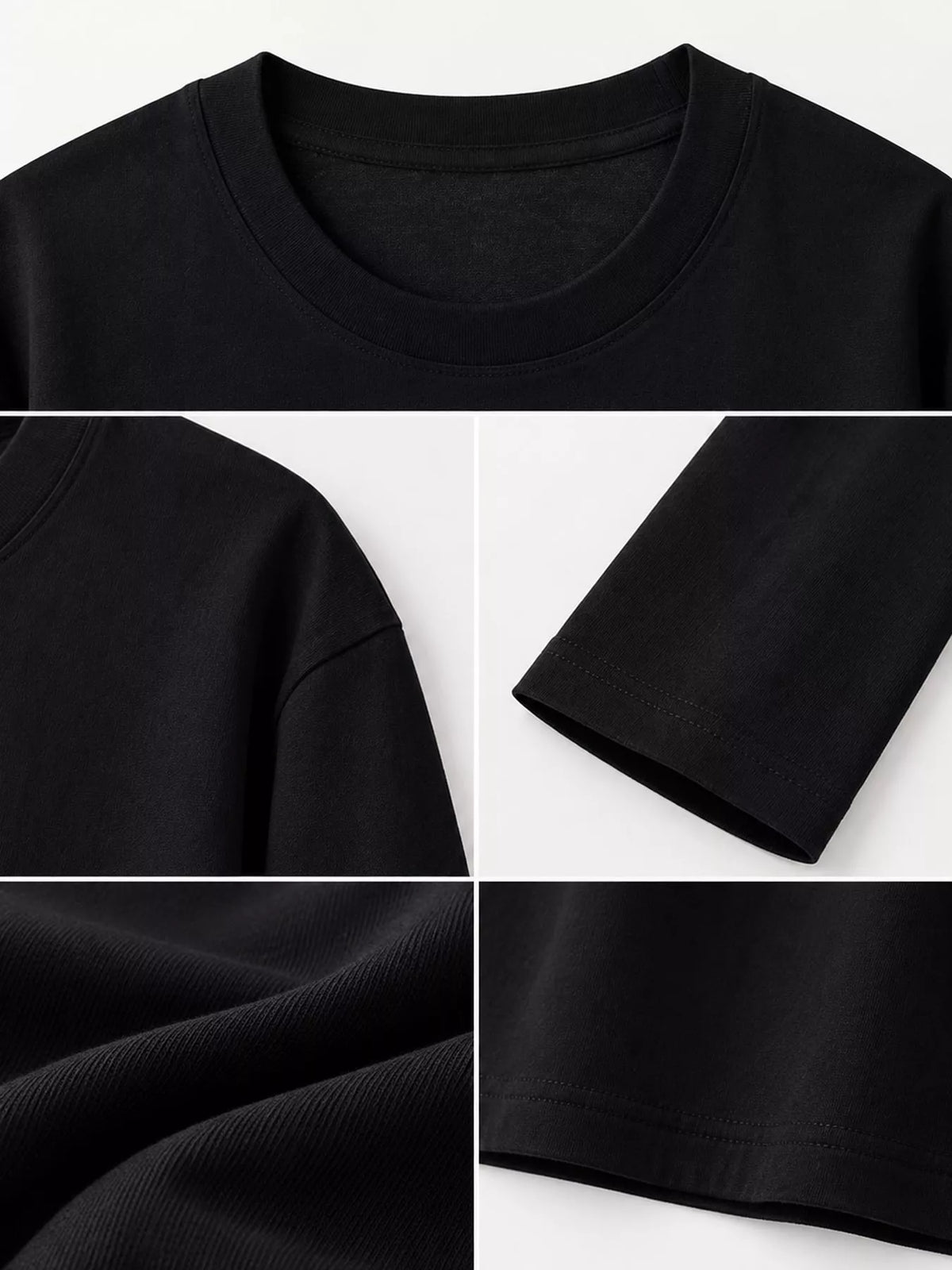 Solid Long-Sleeve Crew Neck T-Shirt — garment construction details